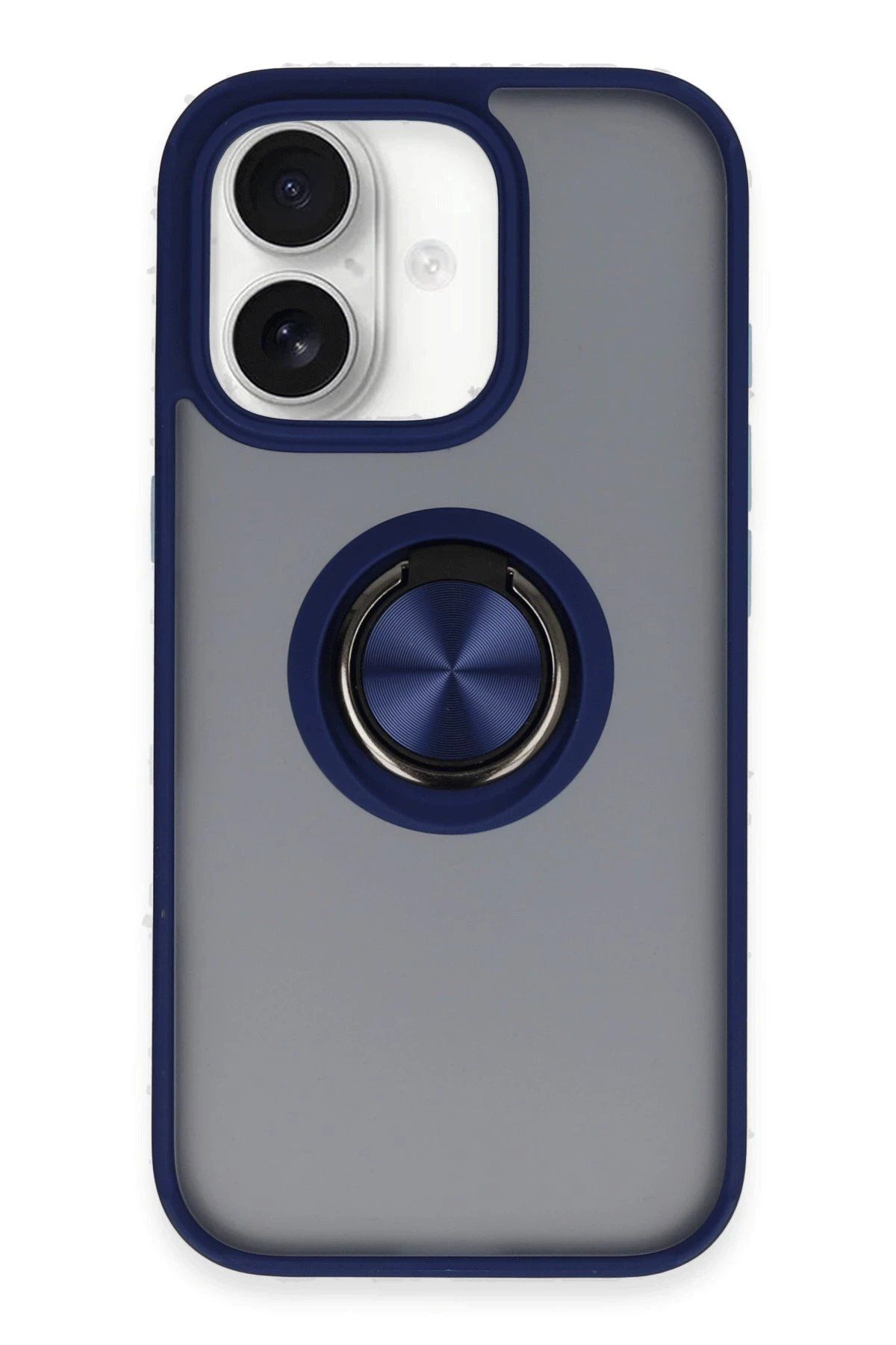 CepteToptan Newface iPhone 16 Kılıf Montreal Yüzüklü Silikon Kapak - Lacivert