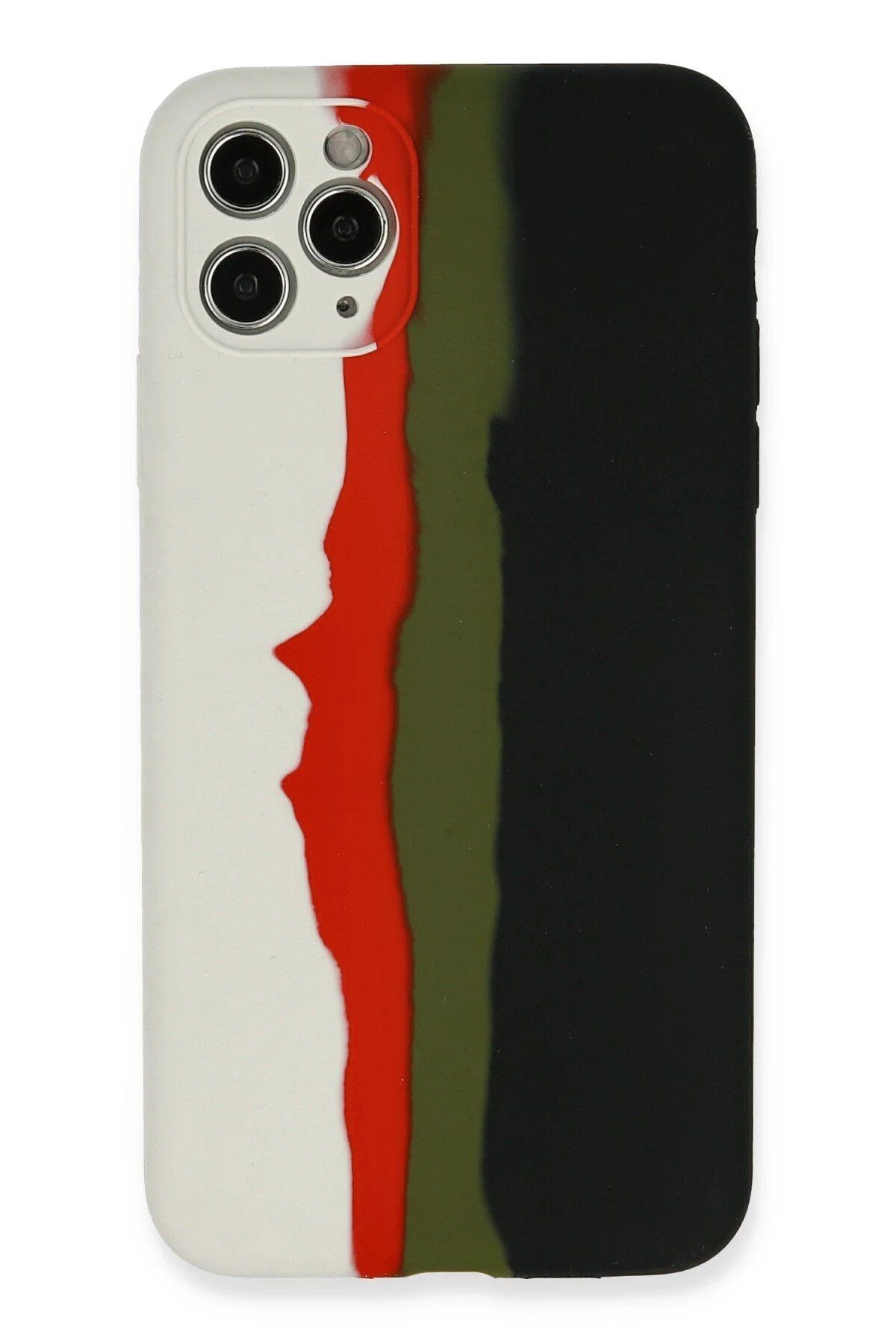 CepteToptan Newface iPhone 11 Pro Kılıf Ebruli Lansman Silikon - Beyaz-Siyah