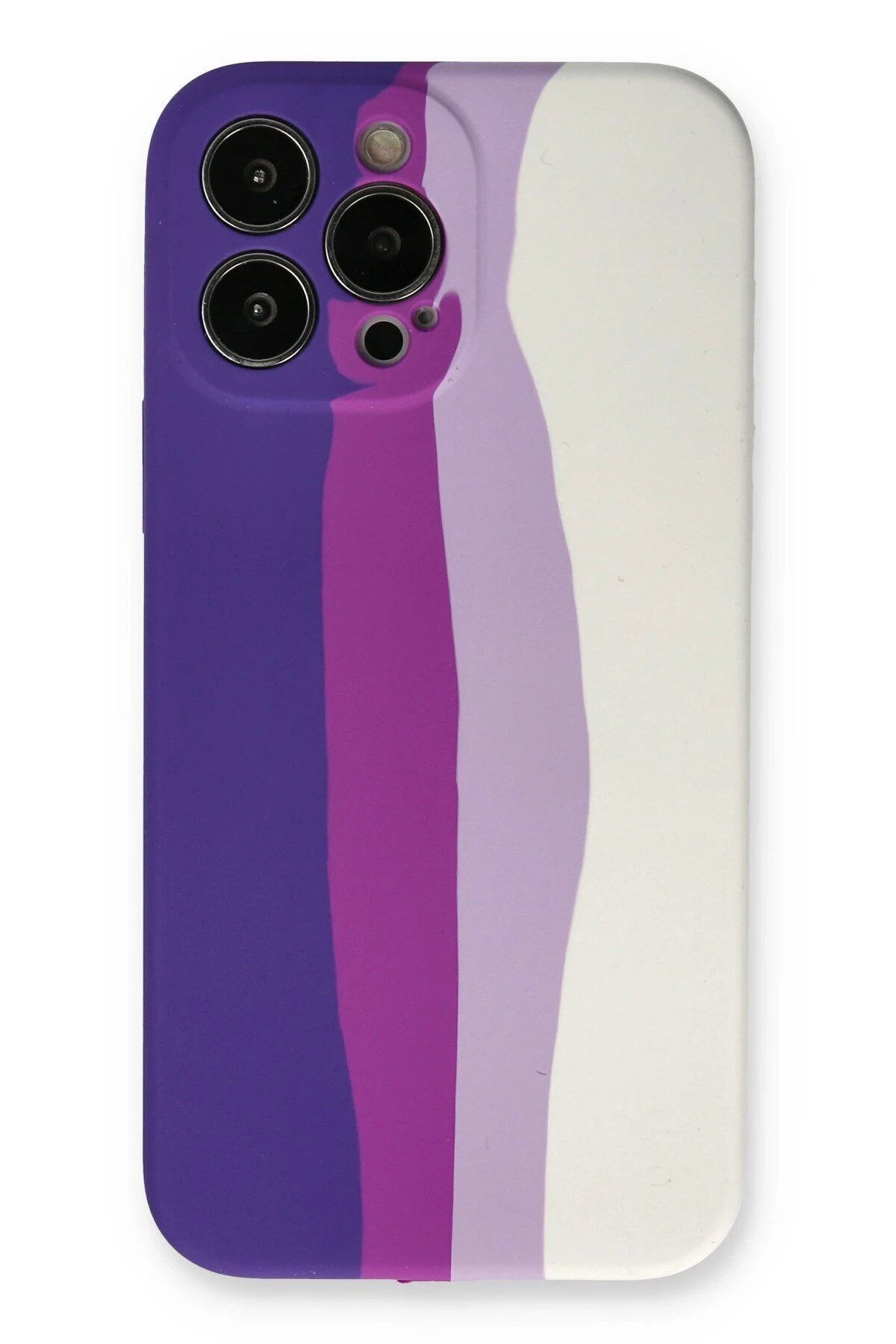 CepteToptan Newface iPhone 13 Pro Kılıf Ebruli Lansman Silikon - Mor-Beyaz