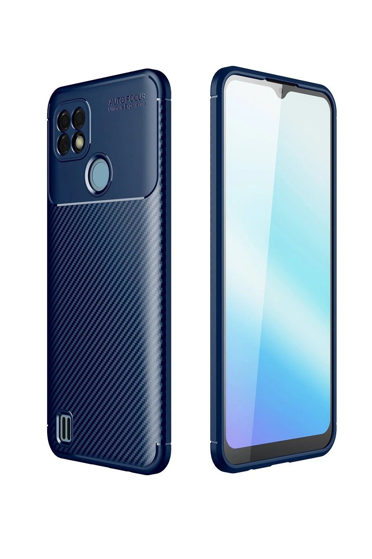 CepteToptan Newface Realme C25 Kılıf Auto Focus Karbon Kapak - Lacivert