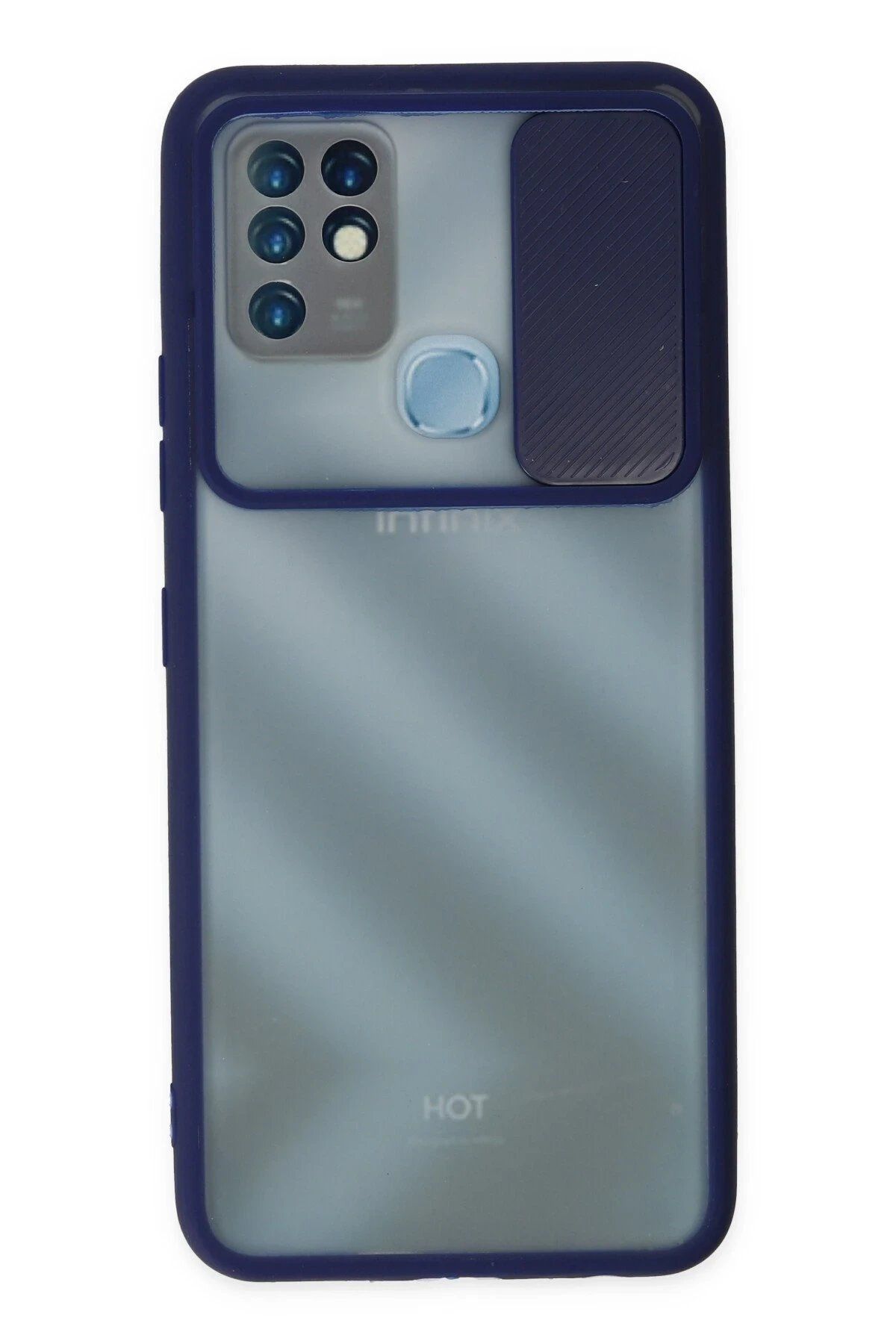CepteToptan Newface İnfinix Hot 10 Kılıf Palm Buzlu Kamera Sürgülü Silikon - Lacivert