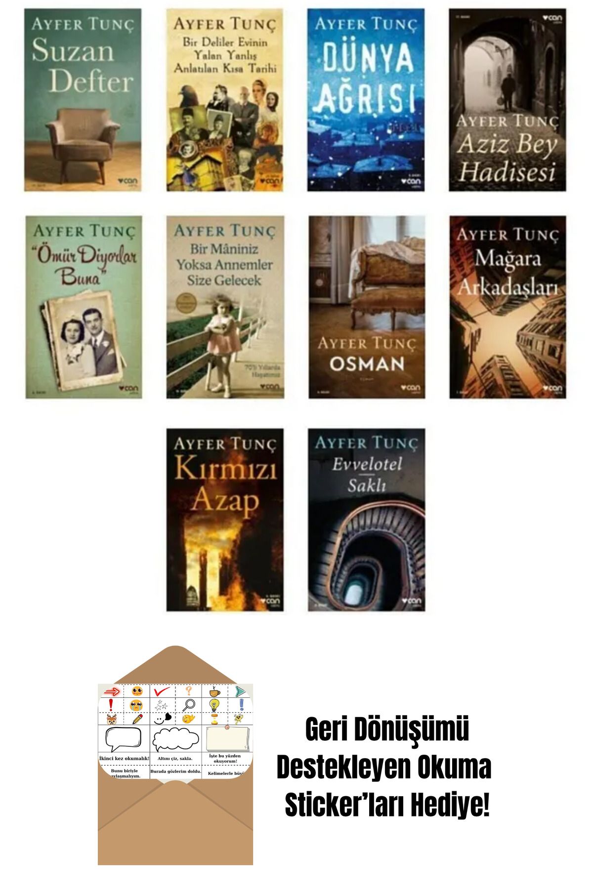 Can Yayınları Ayfer Tunç Seti 10 Kitap + Okuma Sticker'ları