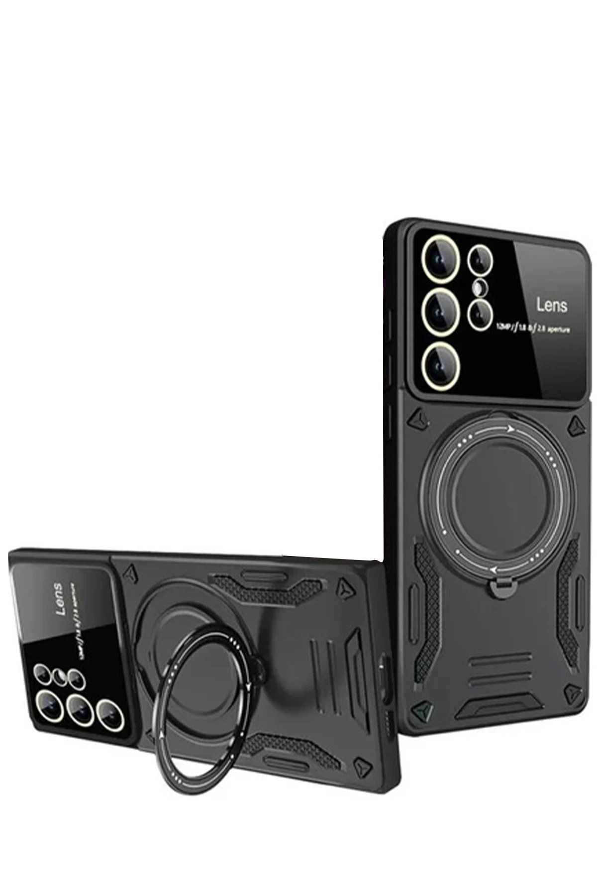 CepteToptan Newface Samsung Galaxy S24 Ultra Kılıf Joy Lens Standlı Kapak - Siyah