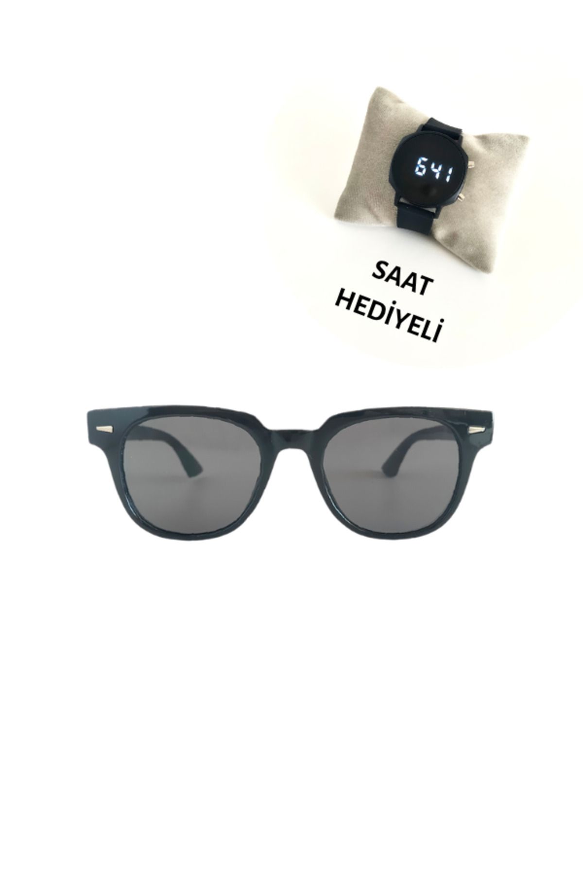 otio Kadın Güneş Gözlüğü Siyah , Saat Hediyeli