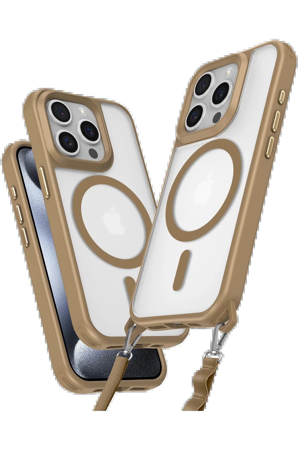 CepteToptan Newface iPhone 14 Pro Max Kılıf Enka Magsafe Silikon Kılıf - Desert