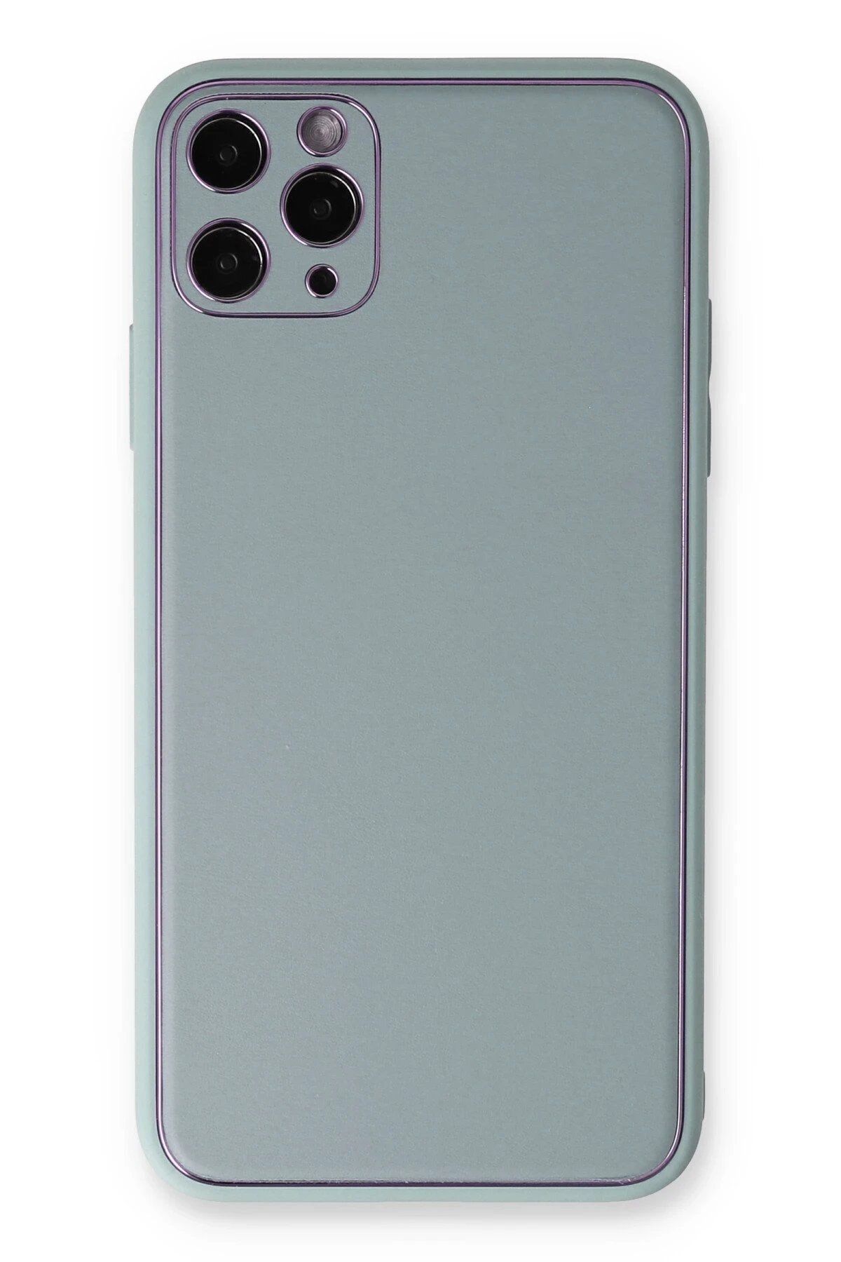 CepteToptan Newface iPhone 11 Pro Max Kılıf Coco Deri Silikon Kapak - Turkuaz