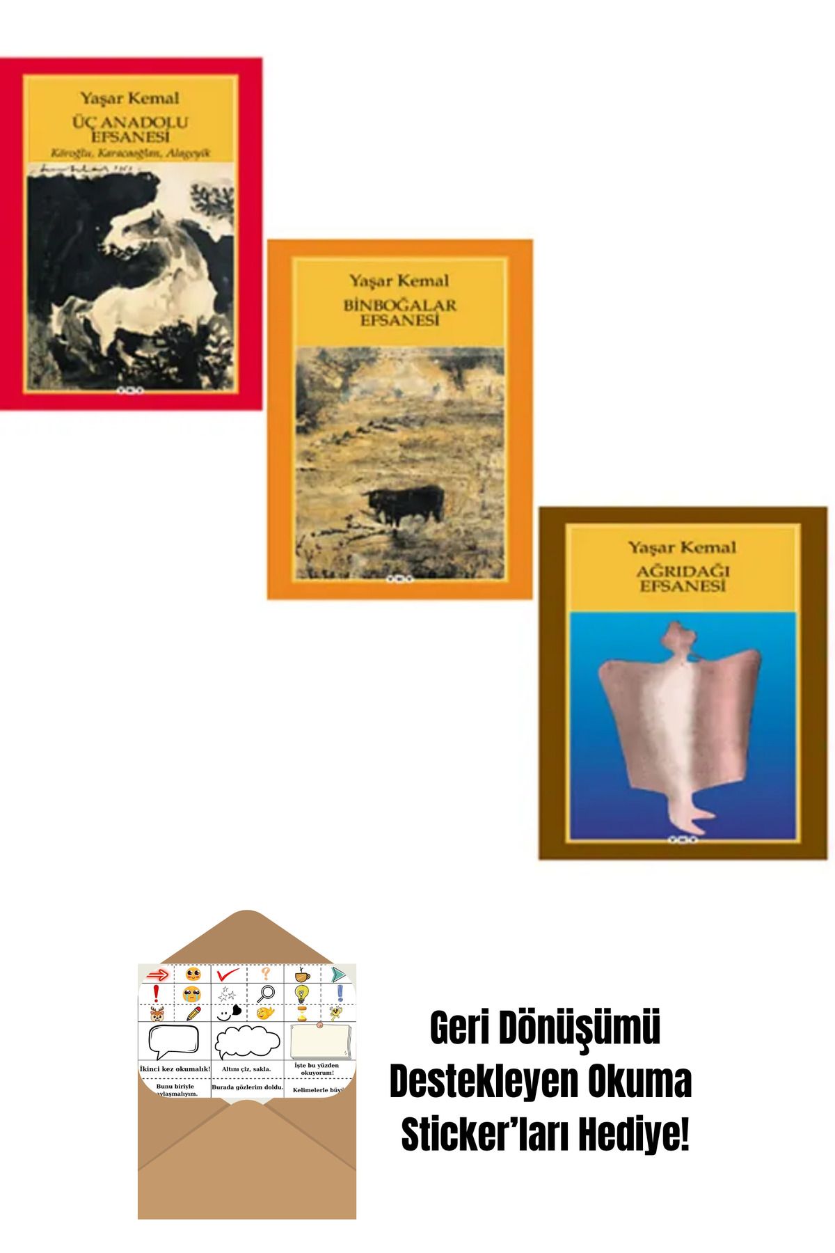 Yapı Kredi Yayınları Ağrıdağı Efsanesi - Üç Anadolu Efsanesi - Binboğalar Efsanesi + Okuma Sticker'ları