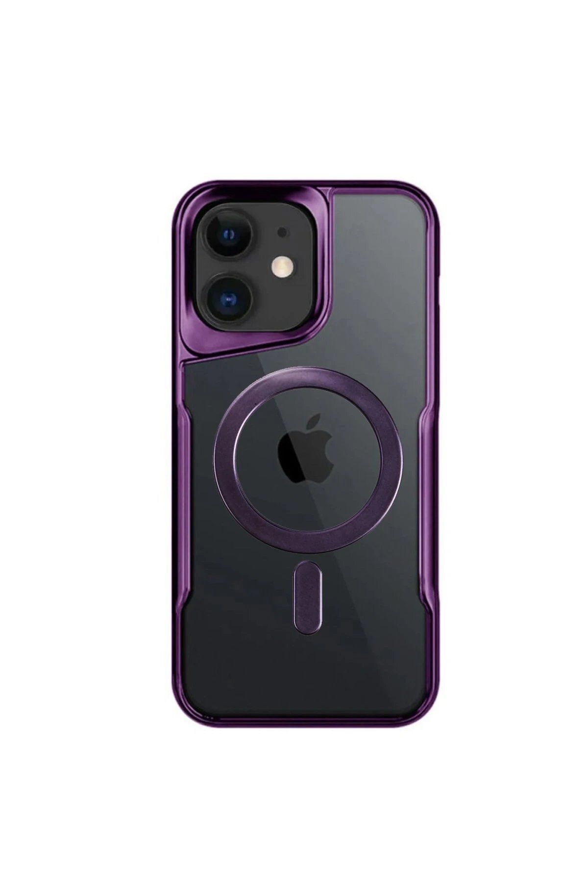 CepteToptan Newface iPhone 11 Kılıf Boyi Magsafe Silikon Kapak - Derin Mor