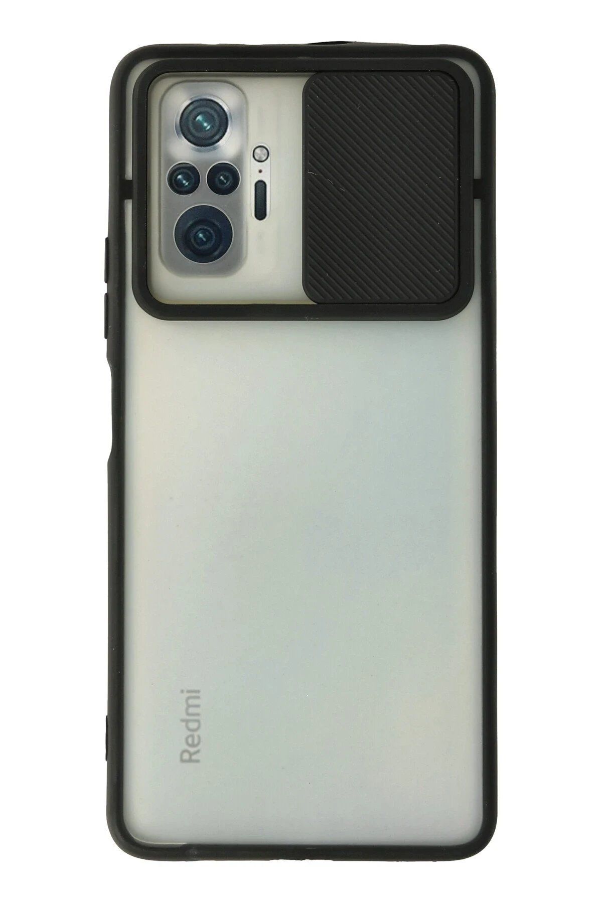 CepteToptan Newface Xiaomi Redmi Note 10 Pro Kılıf Palm Buzlu Kamera Sürgülü Silikon - Siyah
