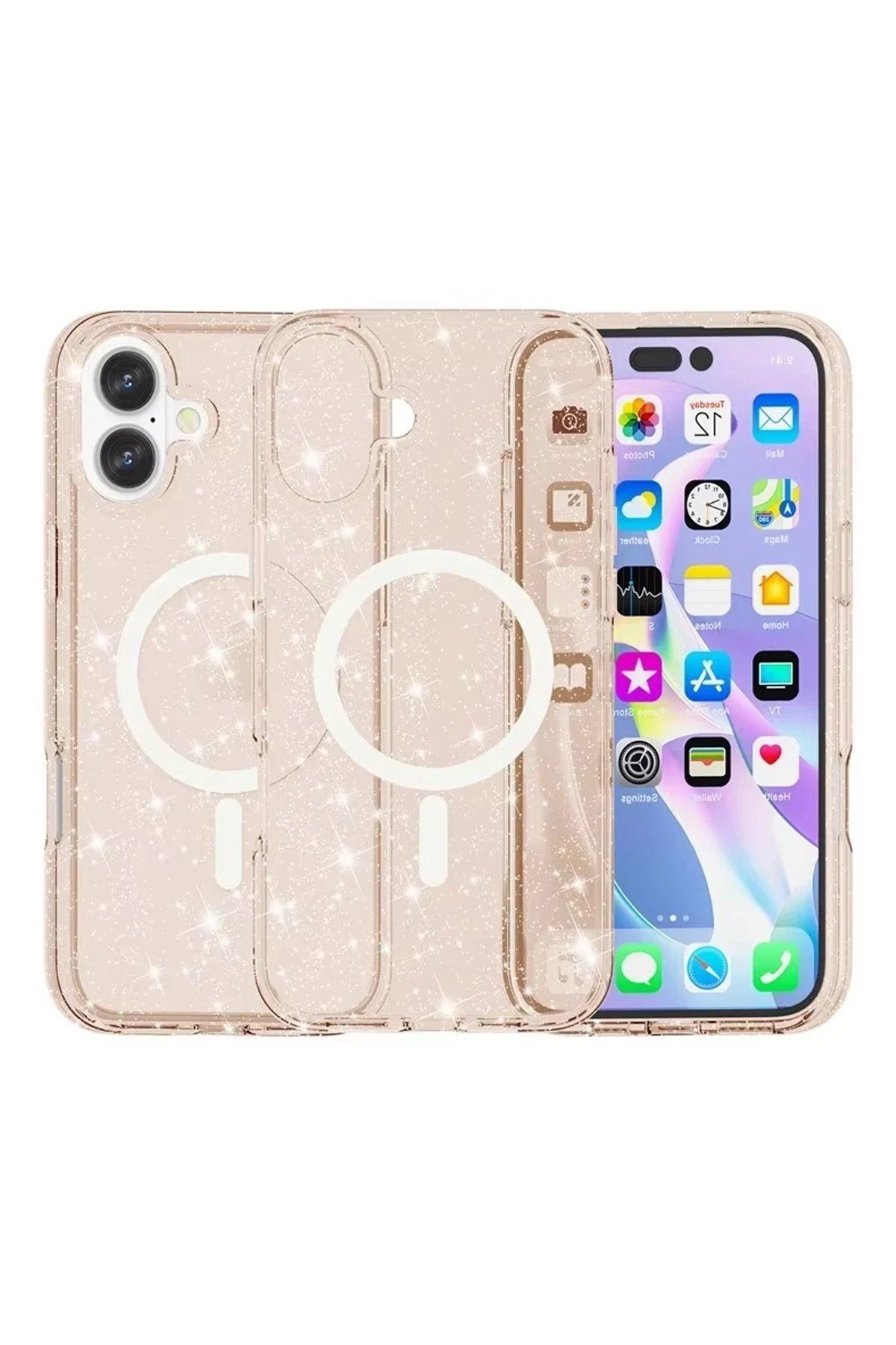 CepteToptan Newface iPhone 16 Kılıf Glow Magsafe Kapak - Turuncu