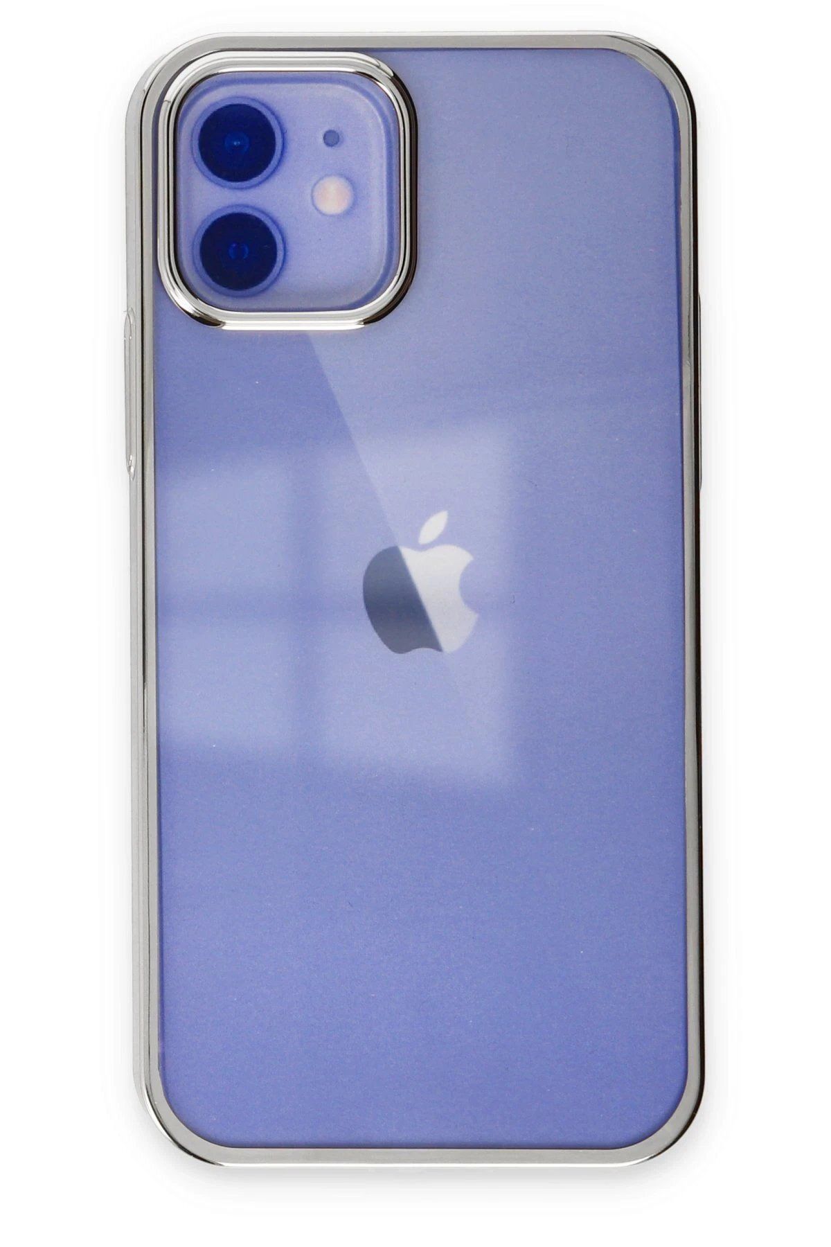 CepteToptan Newface iPhone 12 Kılıf Element Silikon - Gümüş