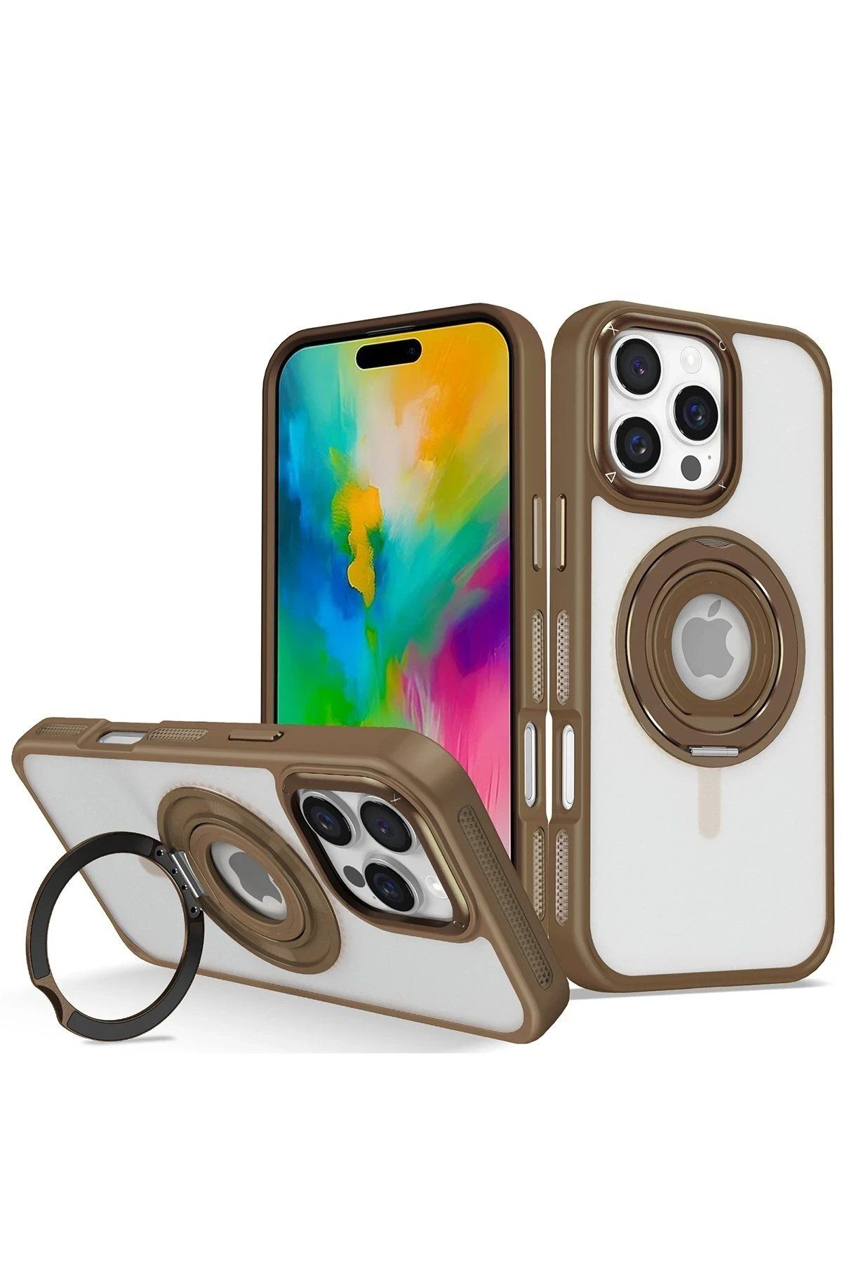 CepteToptan Joko iPhone 16 Pro Max Banza Magsafe Standlı Kapak - Kahverengi