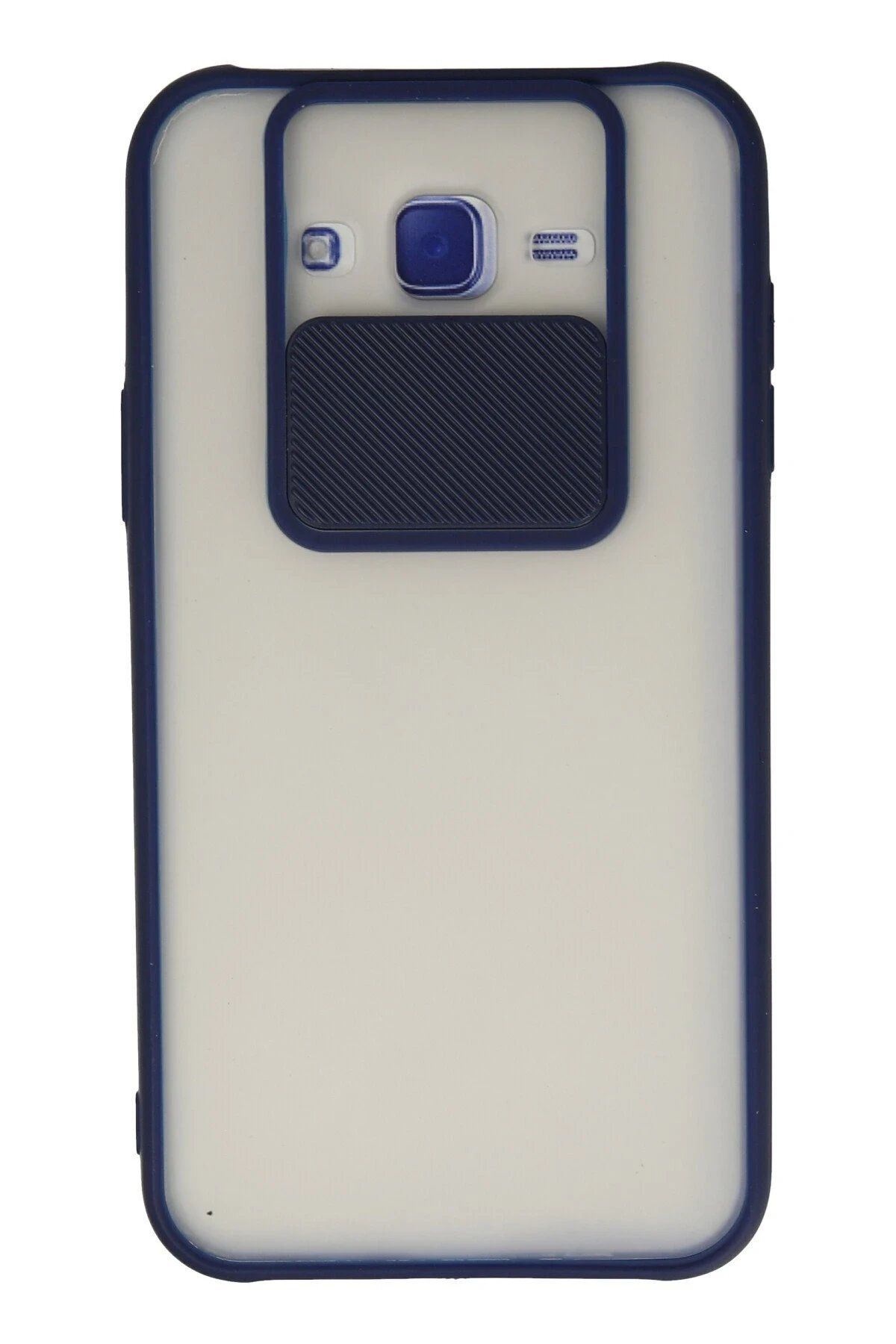 CepteToptan Newface Samsung Galaxy J7 Kılıf Palm Buzlu Kamera Sürgülü Silikon - Lacivert