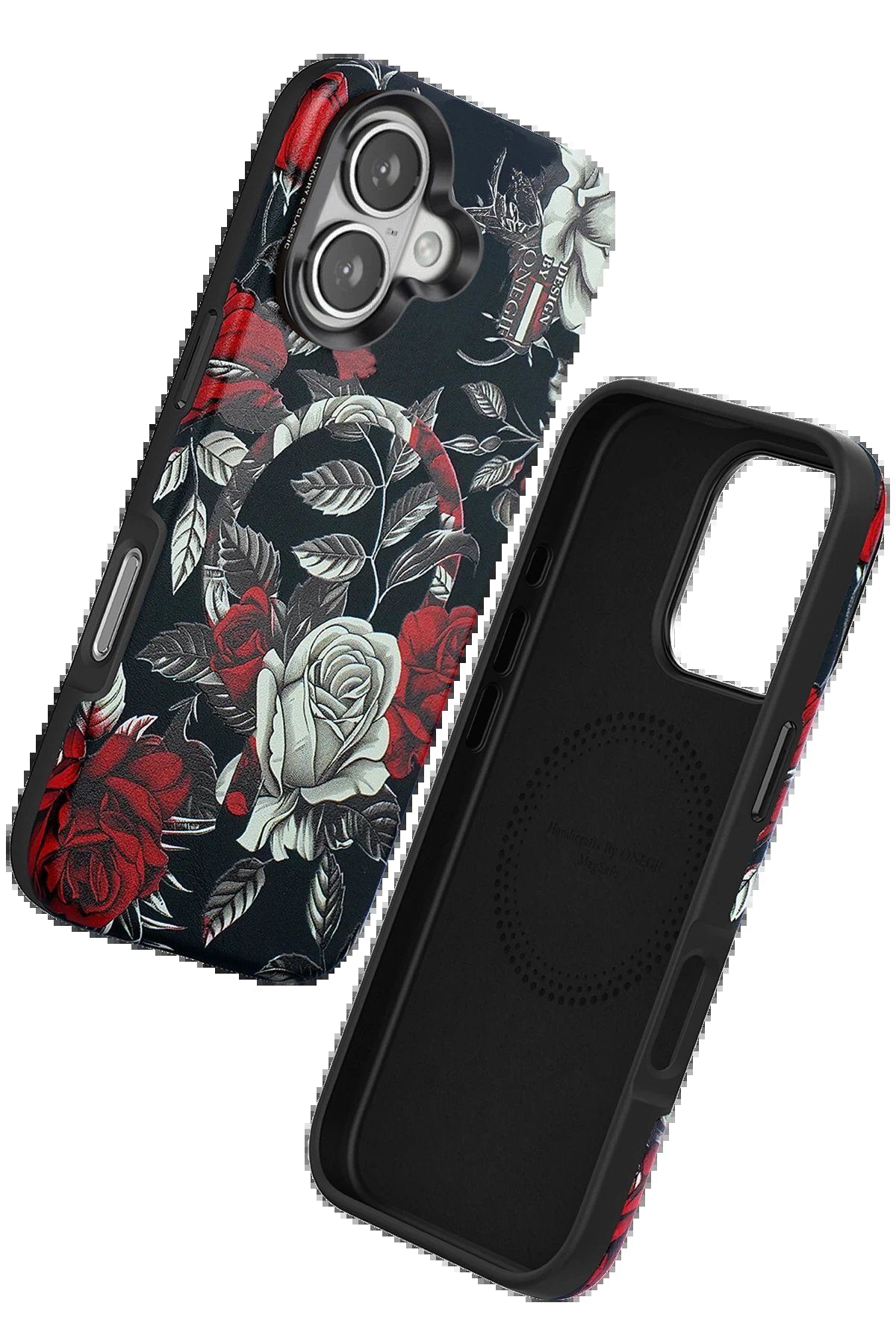 CepteToptan Onegif iPhone 16 Flower Series Magsafe Kapak - Siyah