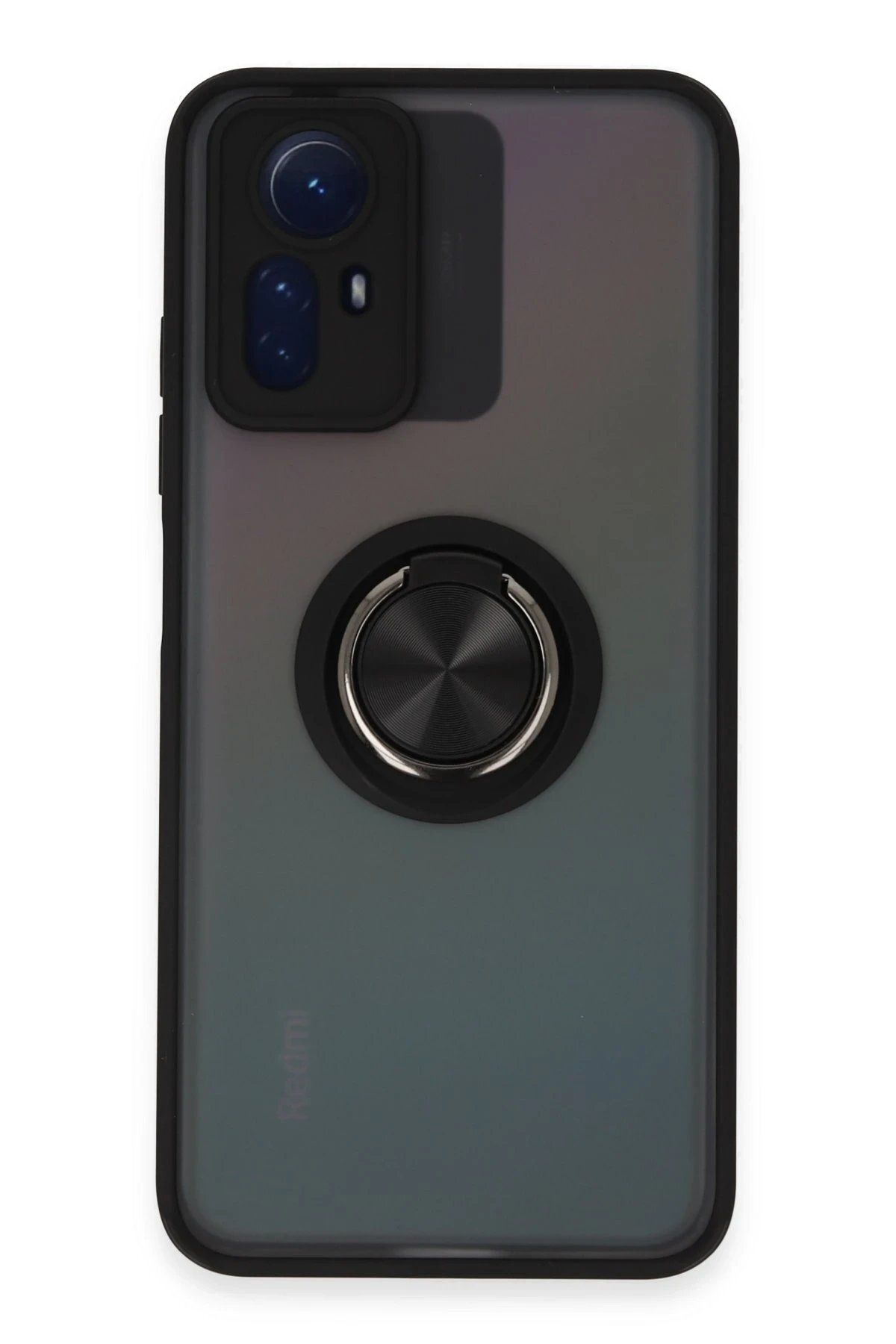 CepteToptan Newface Xiaomi Redmi Note 12S Kılıf Montreal Yüzüklü Silikon Kapak - Siyah