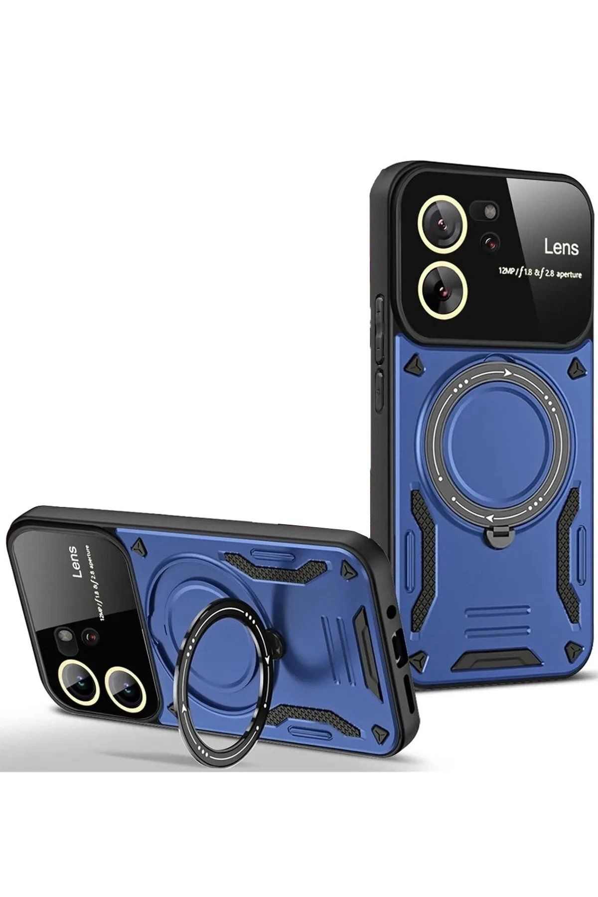 CepteToptan Newface Xiaomi Mi 13T Pro Kılıf Joy Lens Standlı Kapak - Lacivert