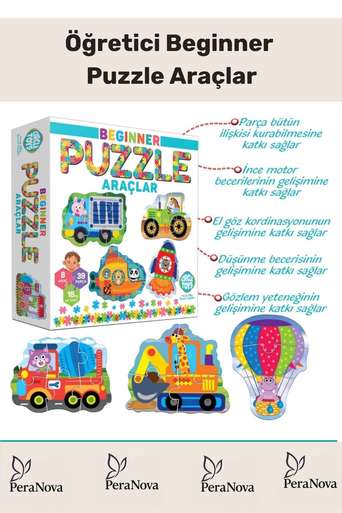 PeraNova Özel Seri Zeka Geliştirici Eğitici Çocuk El Göz Koordinasyonu Beginner Puzzle Araçlar