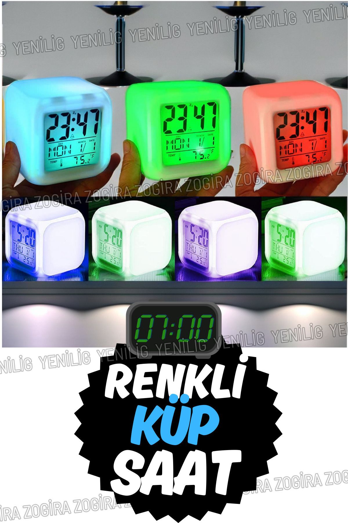 Saatistan Renk Değiştiren Küp Saat ile Şıklık ve Fonksiyon, Modern Tasarım