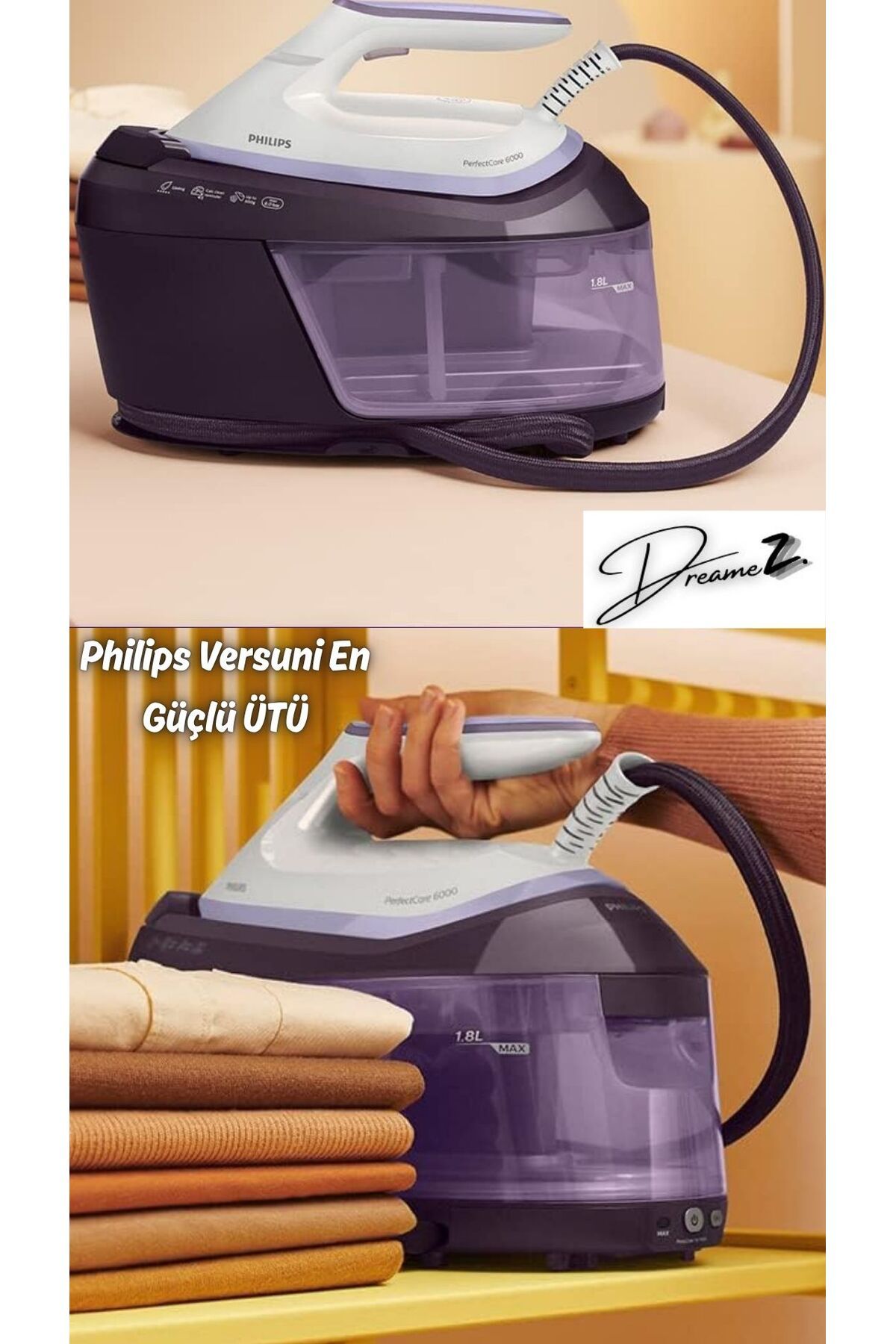 Philips Versuni Drmz 6000 Serisi Perfectcare Buhar Kazanlı Ütü, Güçlü Buhar,1,8 Lt Çıkarılabilir Su Haznesi
