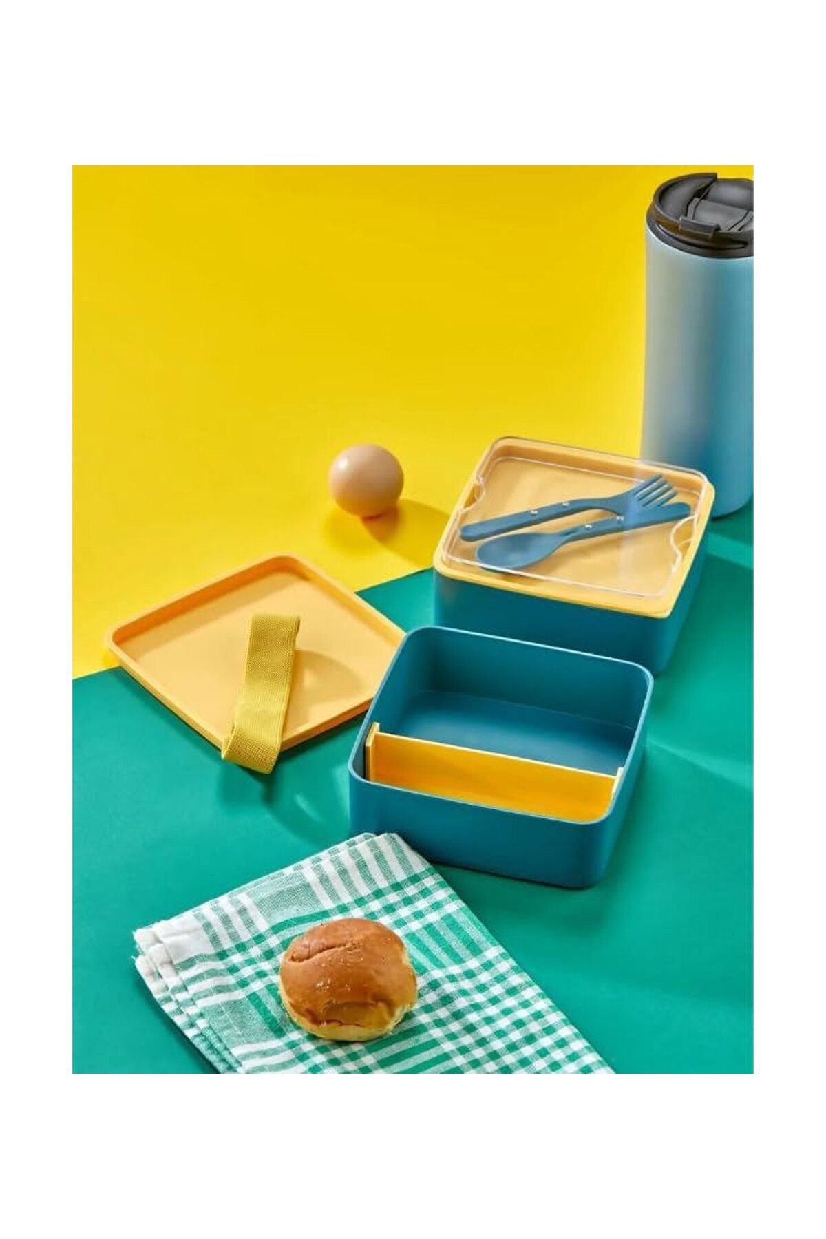 Leony Kare 2 Katlı Beslenme Kutusu Diyet Öğrenci Okul İşyeri Sefer Tası Lunch Box
