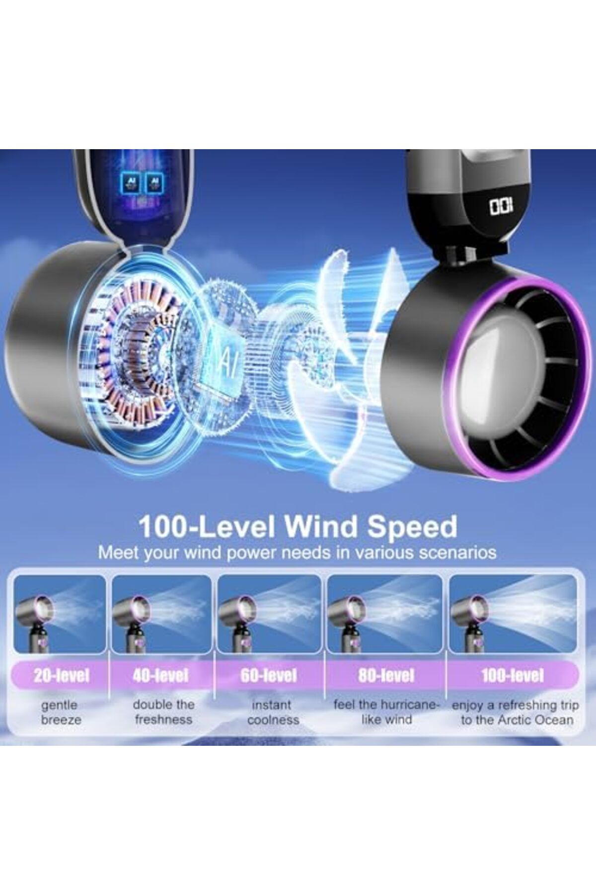 Generic-Portable Turbo Handheld Personal Fan for Travel and Office with USB Quick Cooling Feature (Gray) 4
