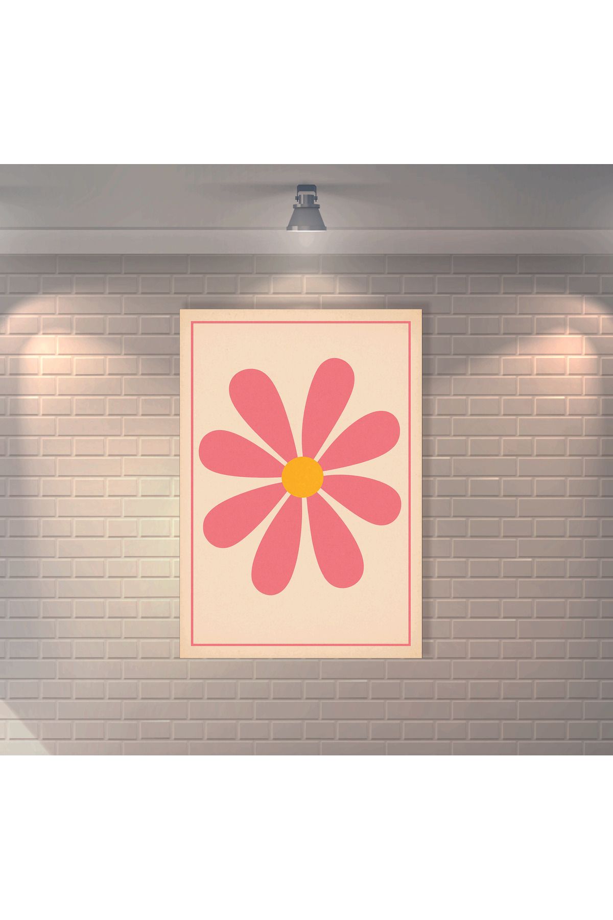 BBO REKLAM Pembe Papatya Retro MDF Duvar Dekarasyon Tablosu