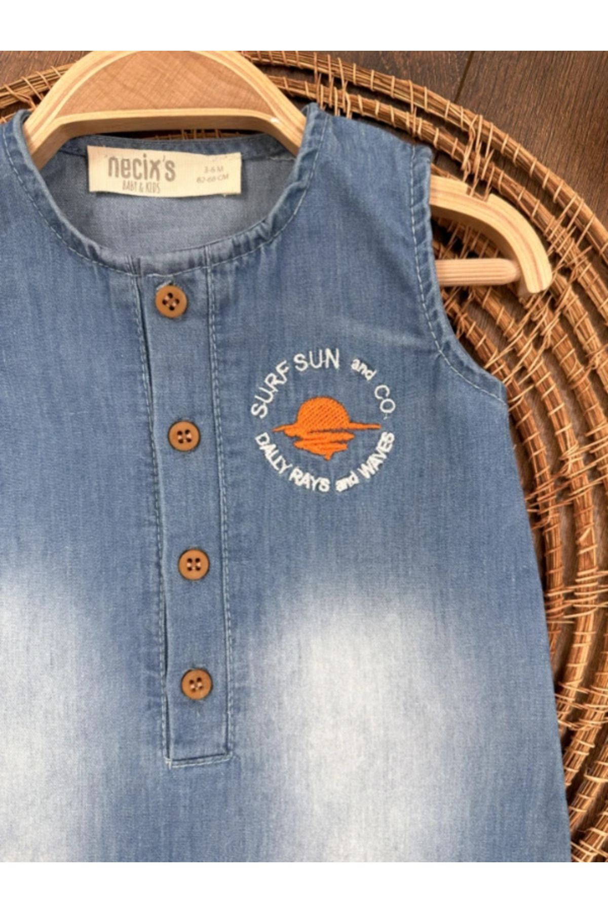 BİSCOİ babybiscoi Güneş İşemeli Unisex Denim Tulum