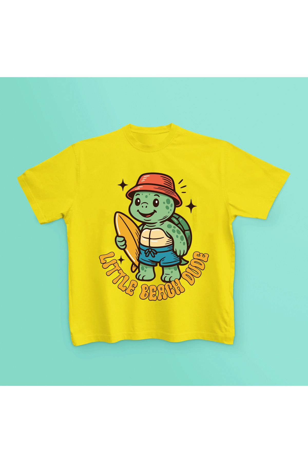 MAGORS LITTLE BEACH DUDE BASKILI PAMUKLU BİSİKLET YAKA KISA KOLLU GENÇ VE ÇOCUK TSHIRT
