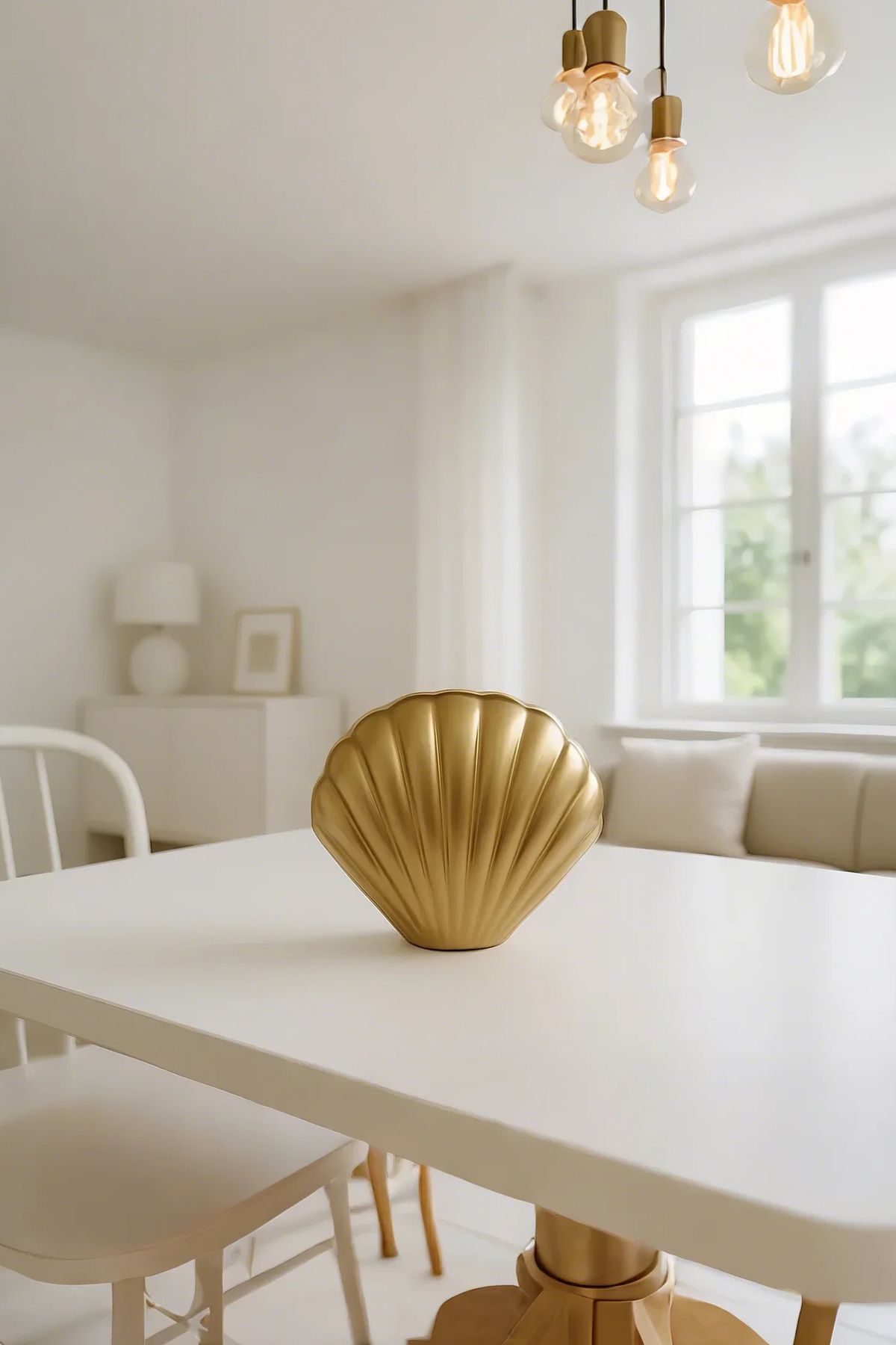 SEVMİNE İskandinav Bohem Tarzı Trend Gold Deniz Kabuğu Vazo 14x17 cm