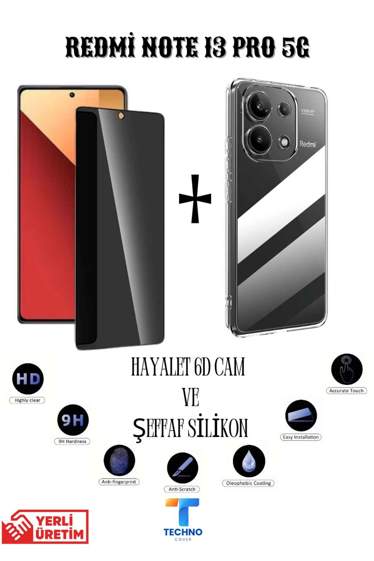 foxpower Redmi Note 13 Pro 5G Hayalet Ekran Koruyucu ve Şeffaf Kılıf 2li Avantajlı Paket