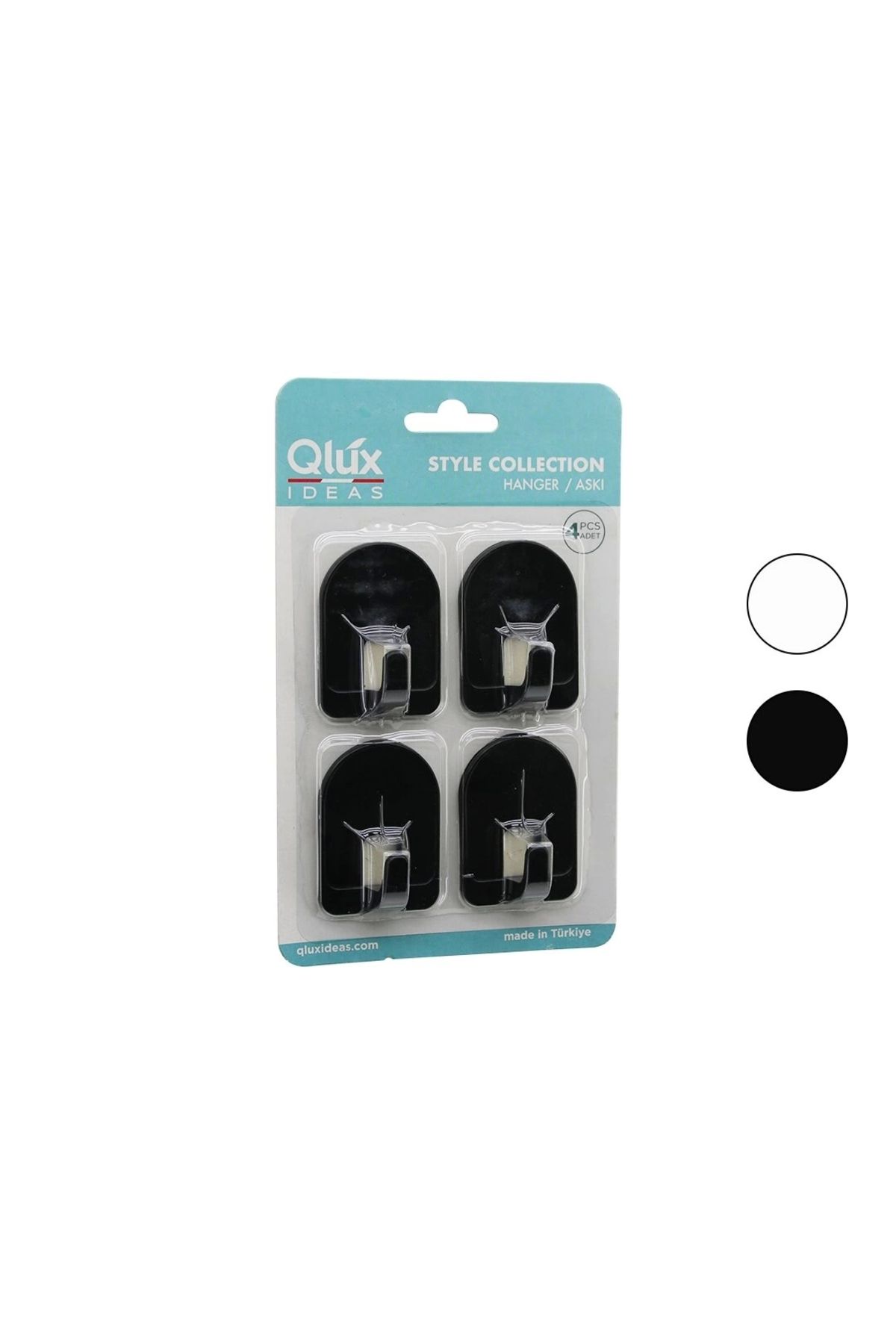 Lenaca Qlux L-00950 4pcs Dome Askı No-2 Kubbeli - Siyah - Beyaz - Plastik Askı Yapışkanlı Montaj