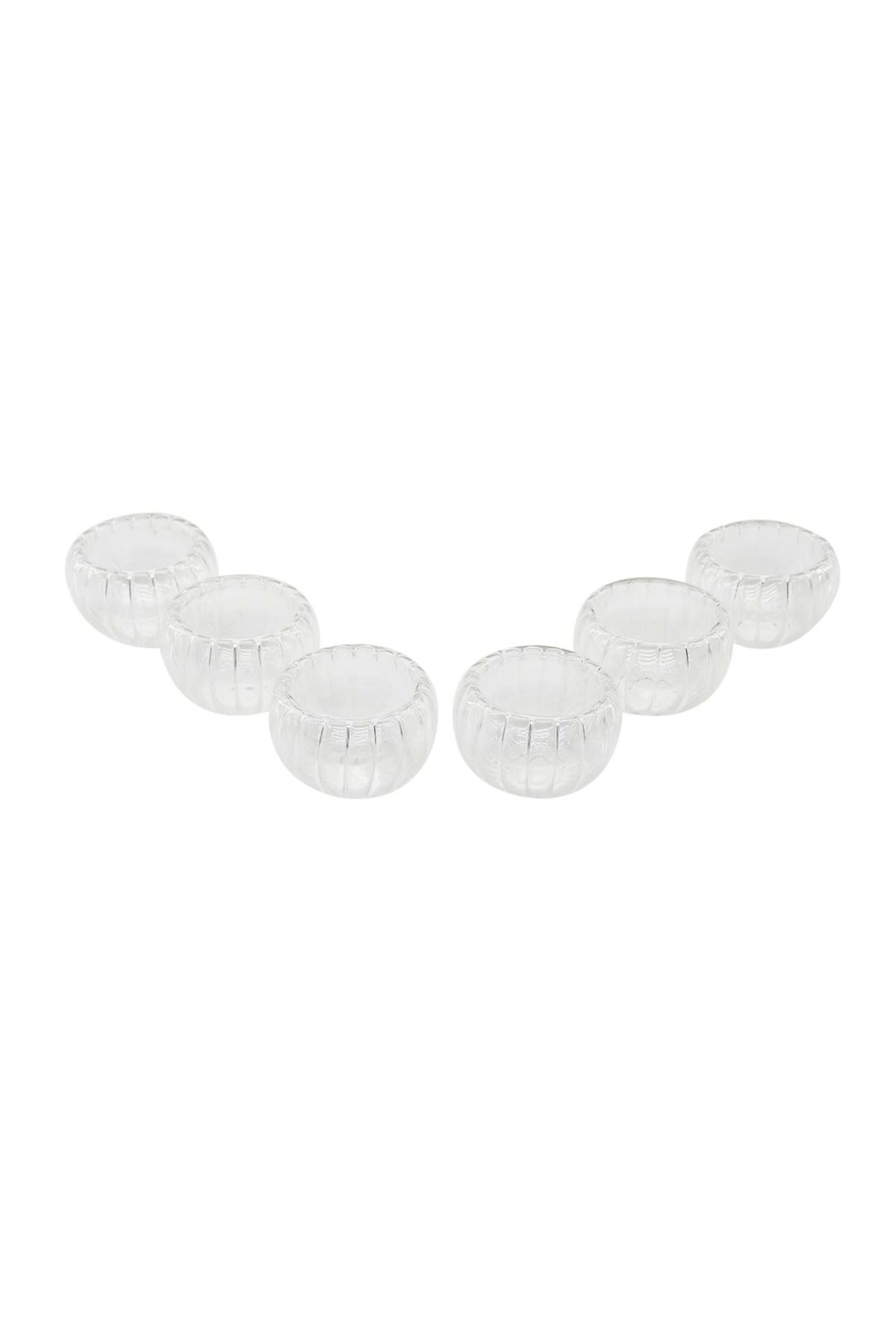 Lenaca 6 Pcs Çizgili Cam Çift Cidarlı Lokumluk - Sosluk 50 Ml