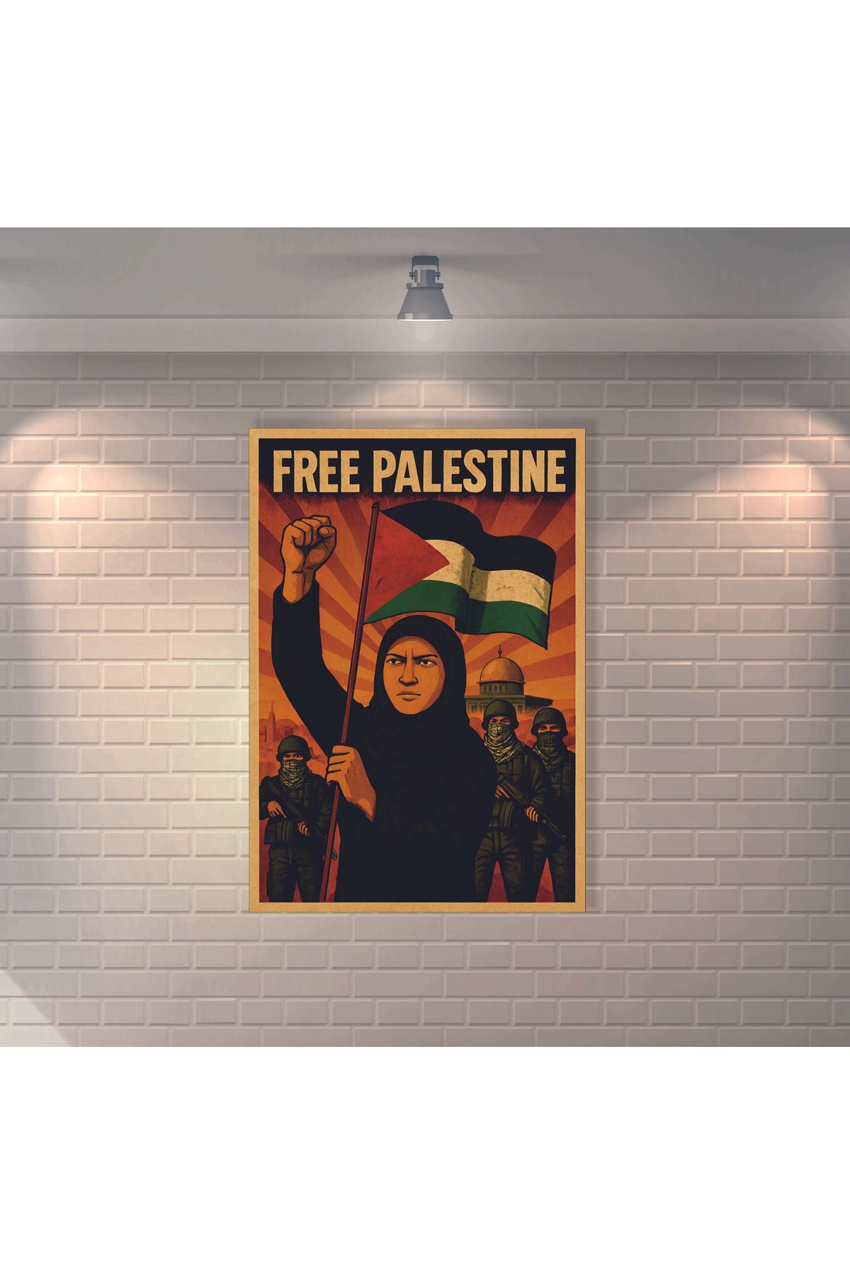 BBO REKLAM Free Palestine 4 Retro MDF Duvar Dekarasyon Tablosu
