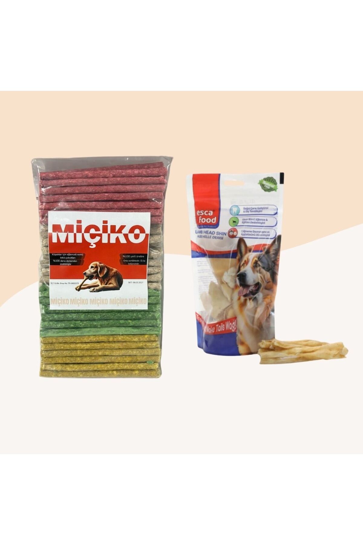 Miçikopet 100Lü Renkli Munchy Köpek Ödülü + Kuzu Kelle Derisi 100 Gr