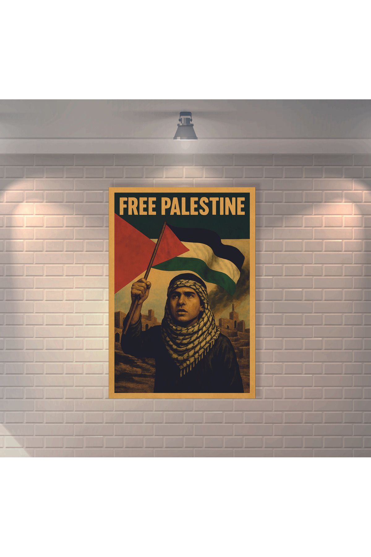 BBO REKLAM Free Palestine 2 Retro MDF Duvar Dekarasyon Tablosu