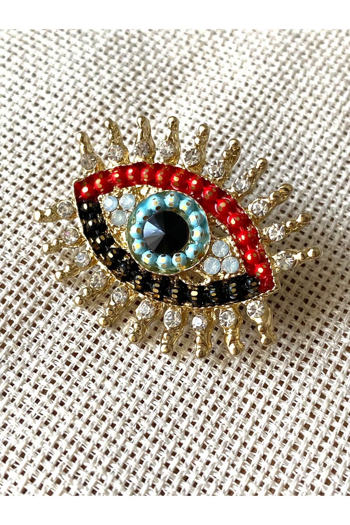 312 KONSEPT Nazar Göz Yaka İğnesi-Broş (4X3 Cm) 1 Adet