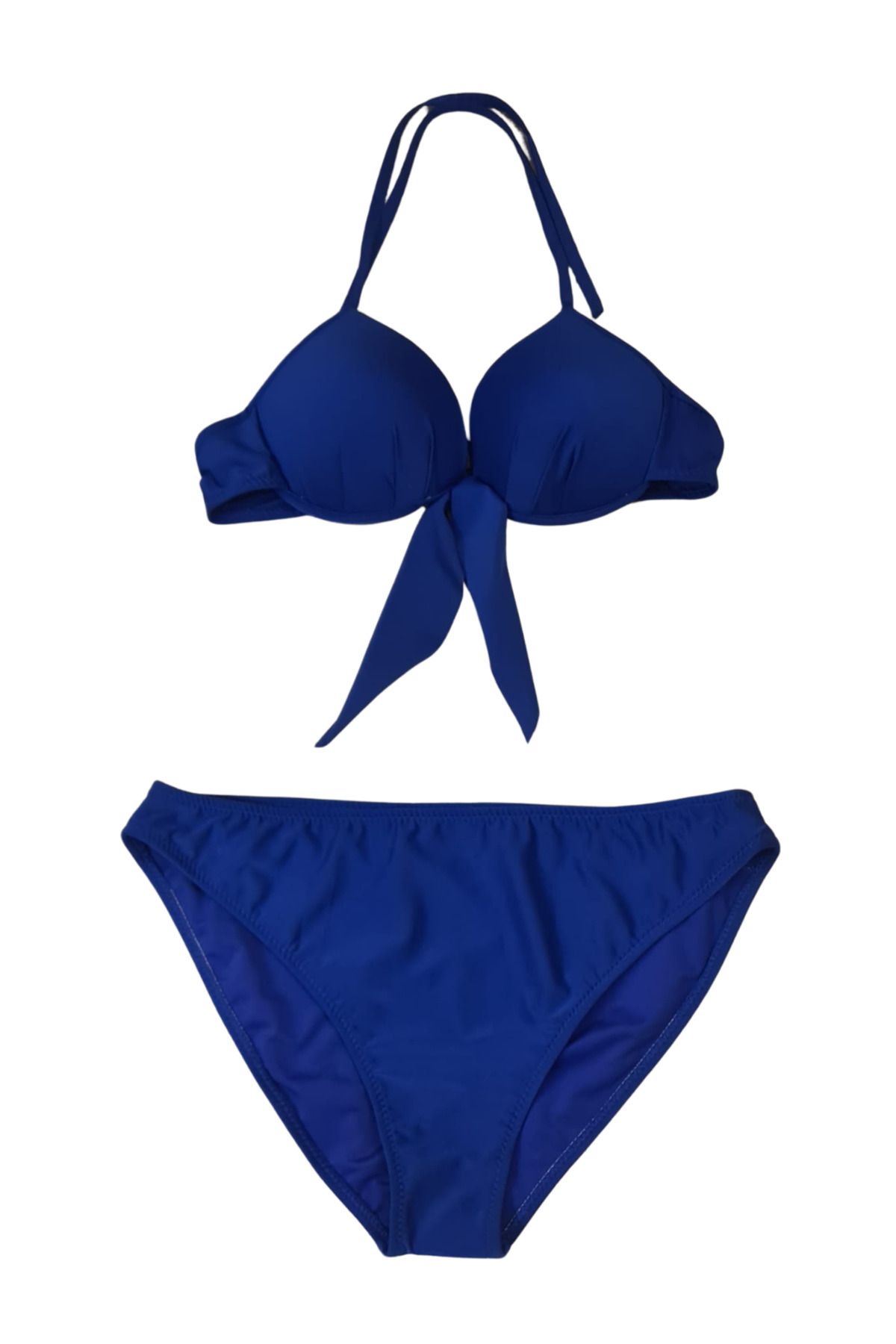 Glowzia Lacivert Brazilian Fiyonk Detaylı Dolgulu Destekli Push-up Bikini Takımı