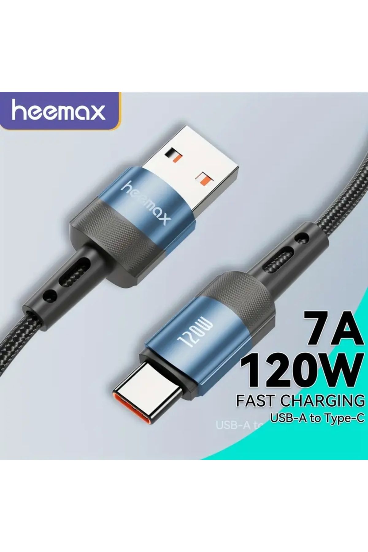 Heemax 120w Usb A - Usb C Hızlı Şarj Kablosu (7A),iphone 16/15, Galaxy S25–s21, Macbook, Ipad, Lapto