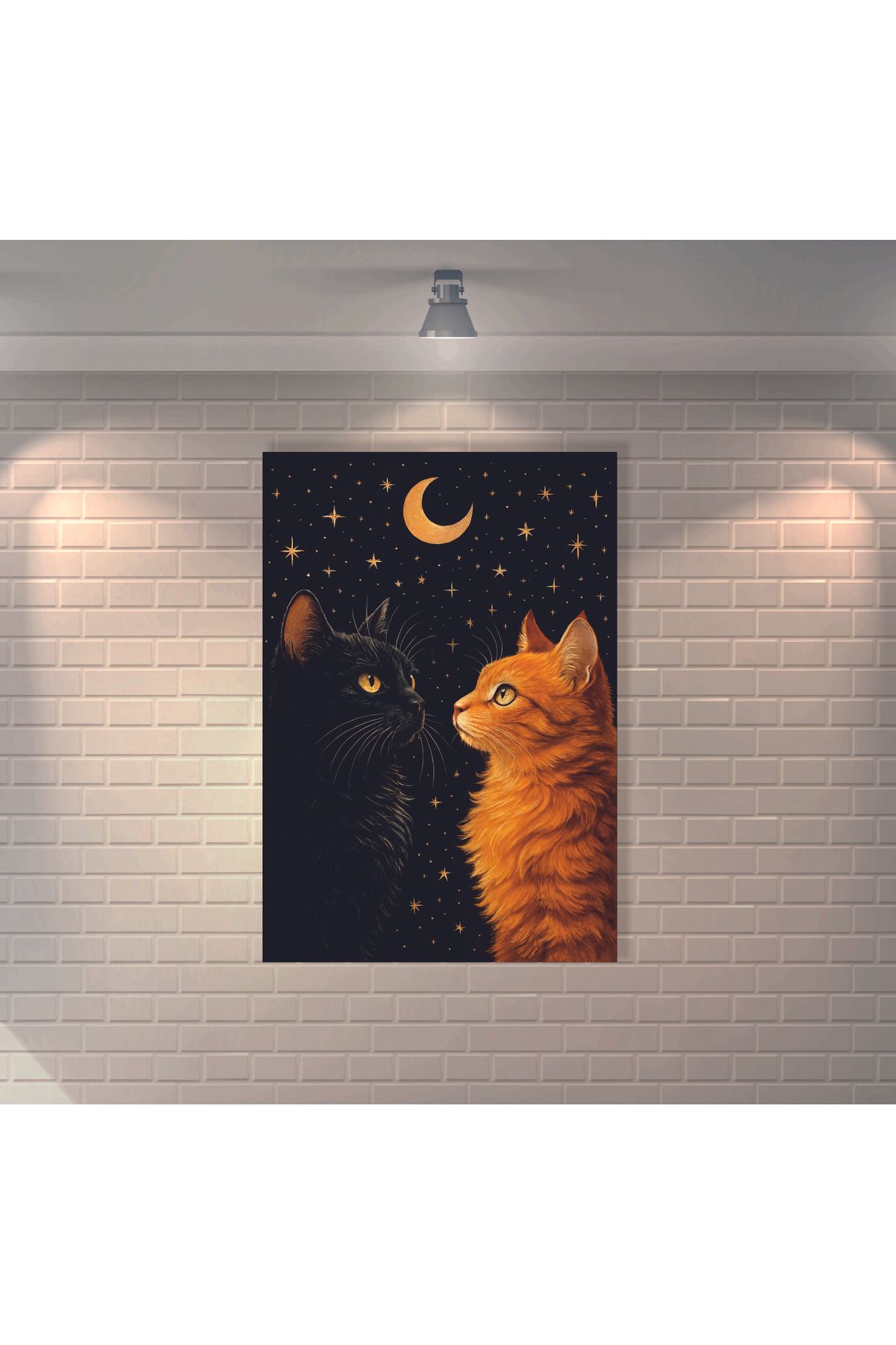 BBO REKLAM Ayı izleyen Sarı ve Kara Kedi Retro MDF Duvar Dekarasyon Tablosu