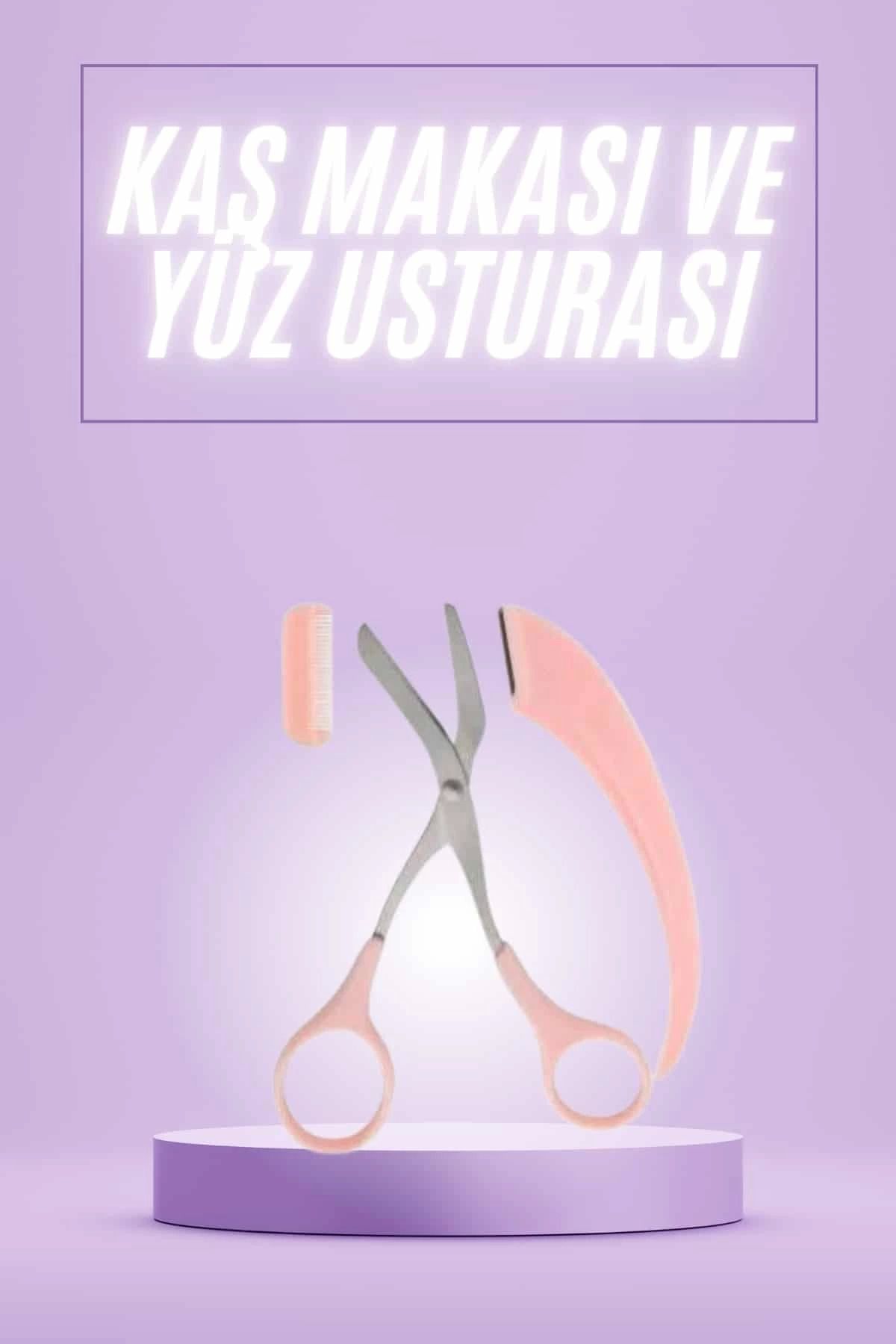 hayalimsah Taraklı Kaş Makası ve Ustura Seti Kaş Düzeltme Makası Kaş Bıyık Alma Aleti