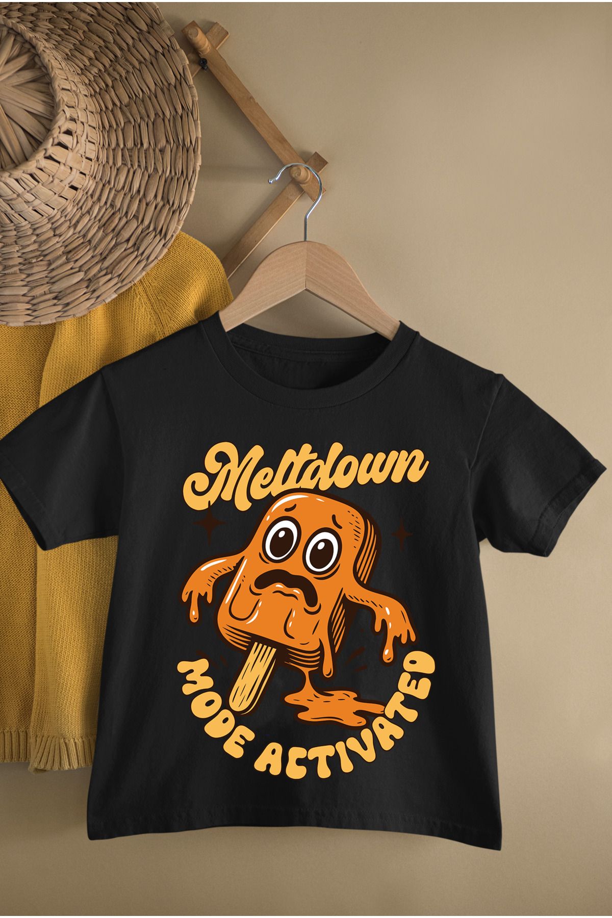 MAGORS MELTED ICE-CREAM BASKILI PAMUKLU BİSİKLET YAKA KISA KOLLU GENÇ VE ÇOCUK TSHIRT