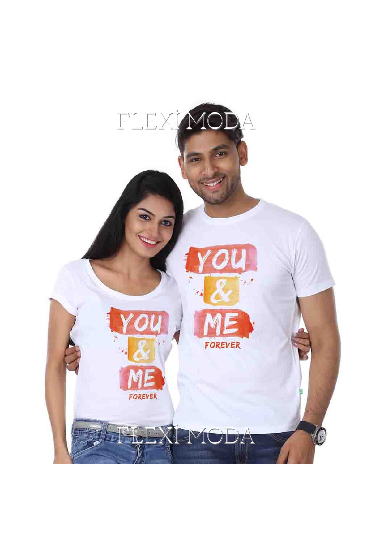 Hunors Sportswear & Company You and Me forever Yazılı Sevgili Çift Kombini Oversize 2'li Tişört
