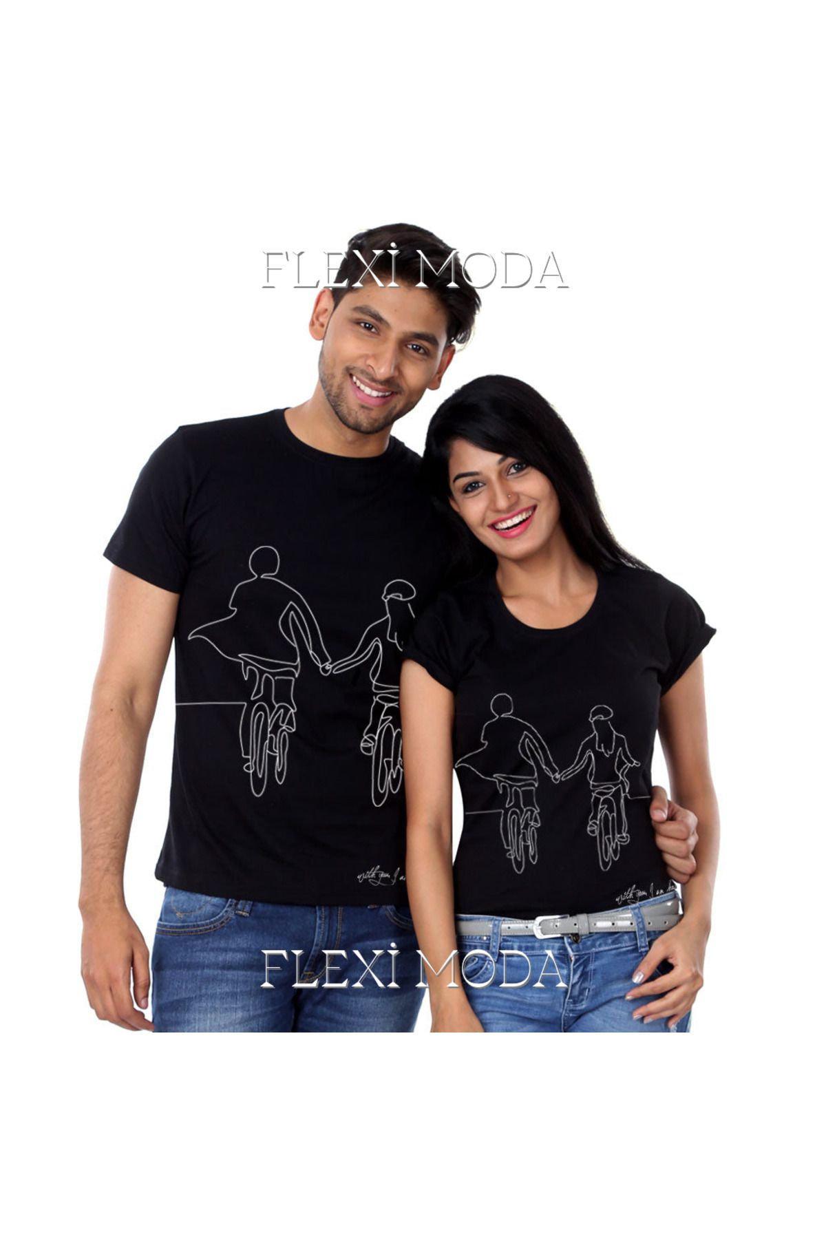 Hunors Sportswear & Company With You I Am Home, Couples Yazılı Sevgili Çift Kombini Oversize 2'li Tişört