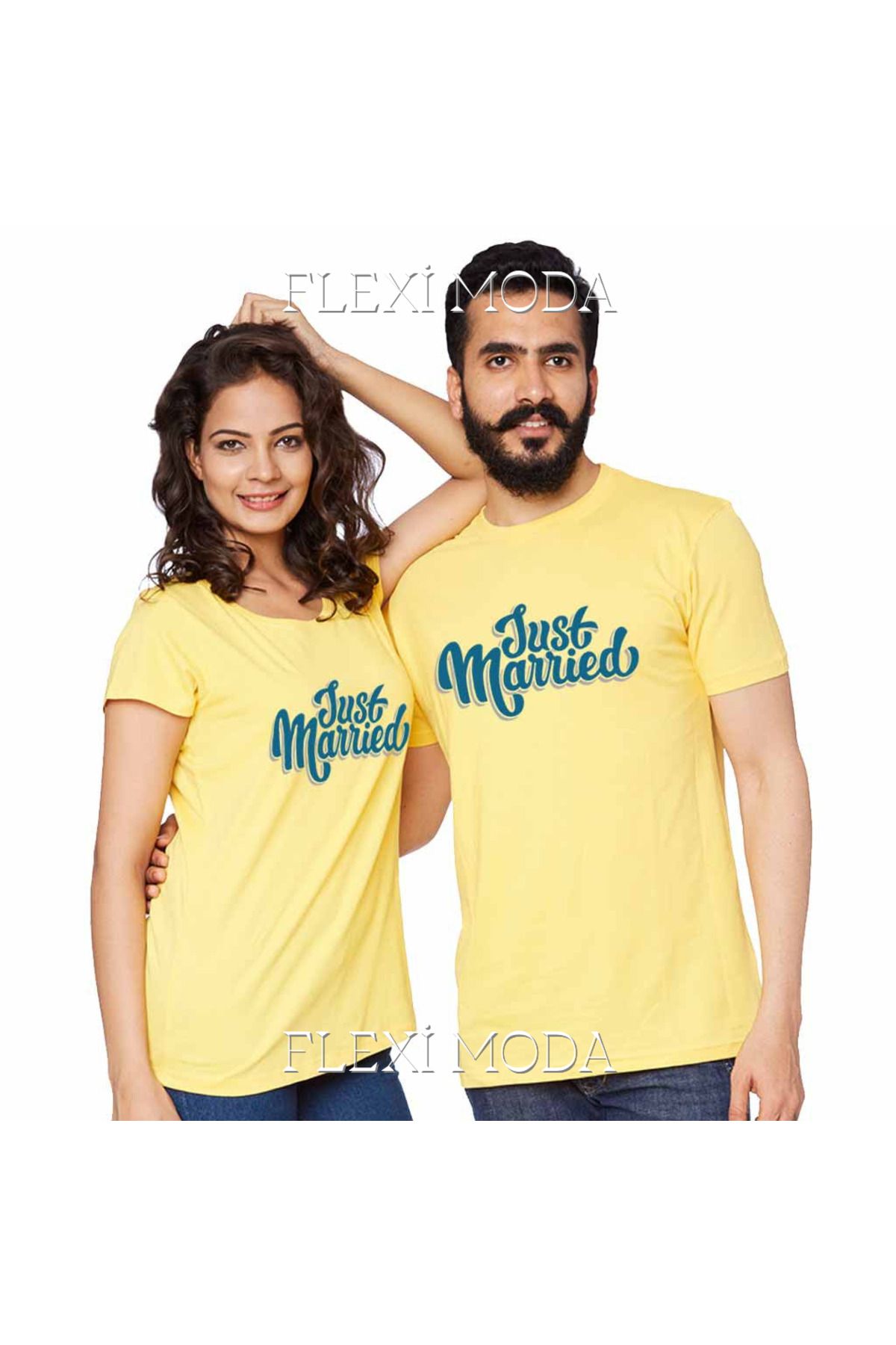 Hunors Sportswear & Company Just Married Temalı Sevgili Çift Kombini Oversize 2'li Tişört