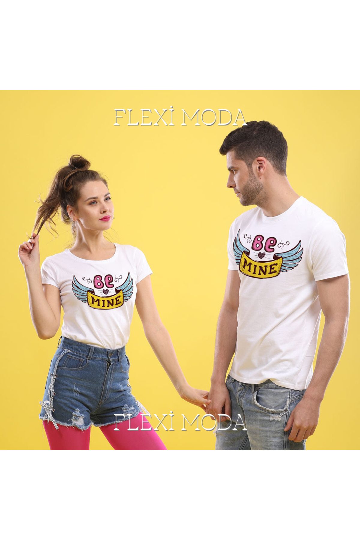 Hunors Sportswear & Company Be Mine Yazılı Sevgili Çift Kombini Oversize 2'li Tişört