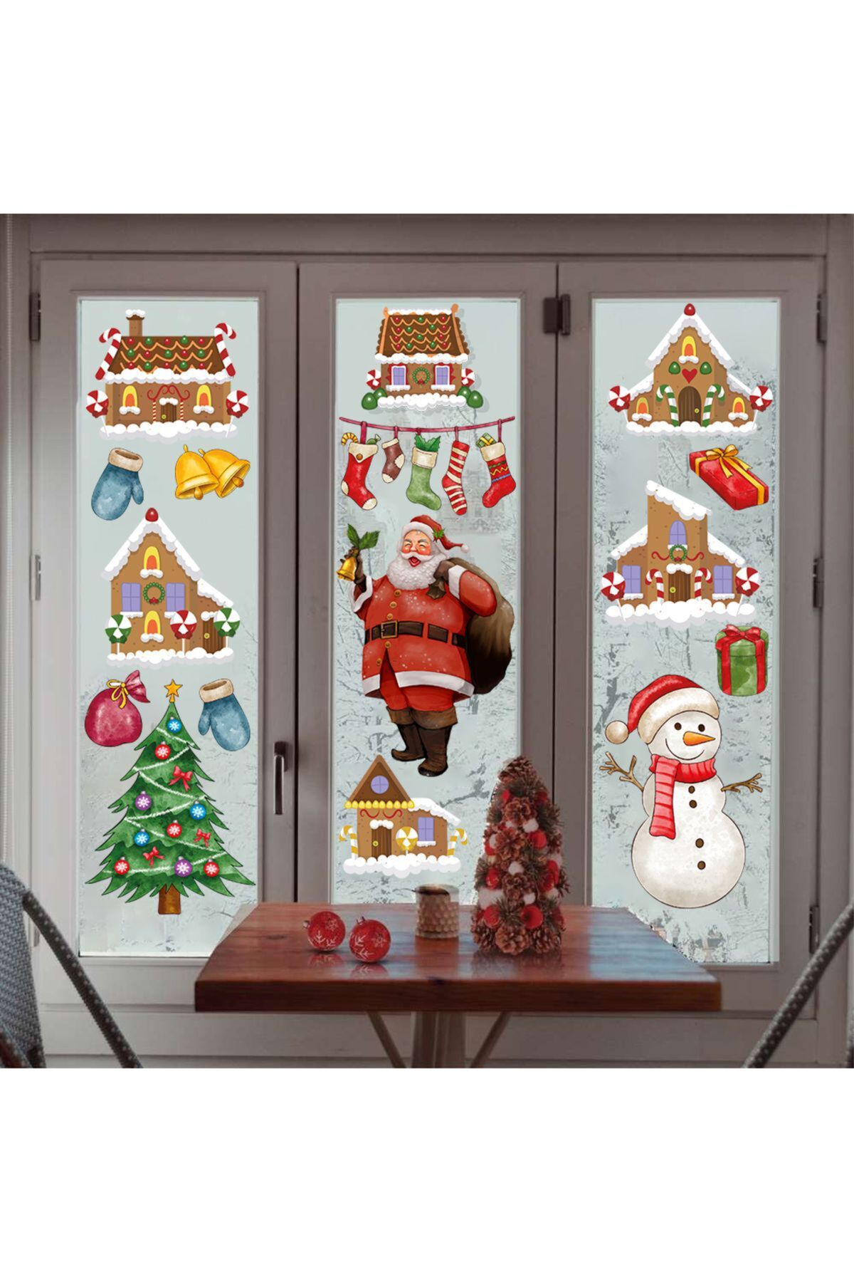hediyenebak Yeni Yıl Christmas Yılbaşı Sticker Çam Ağacı Noel Baba Sevimli Kardan Adam Etiket Seti