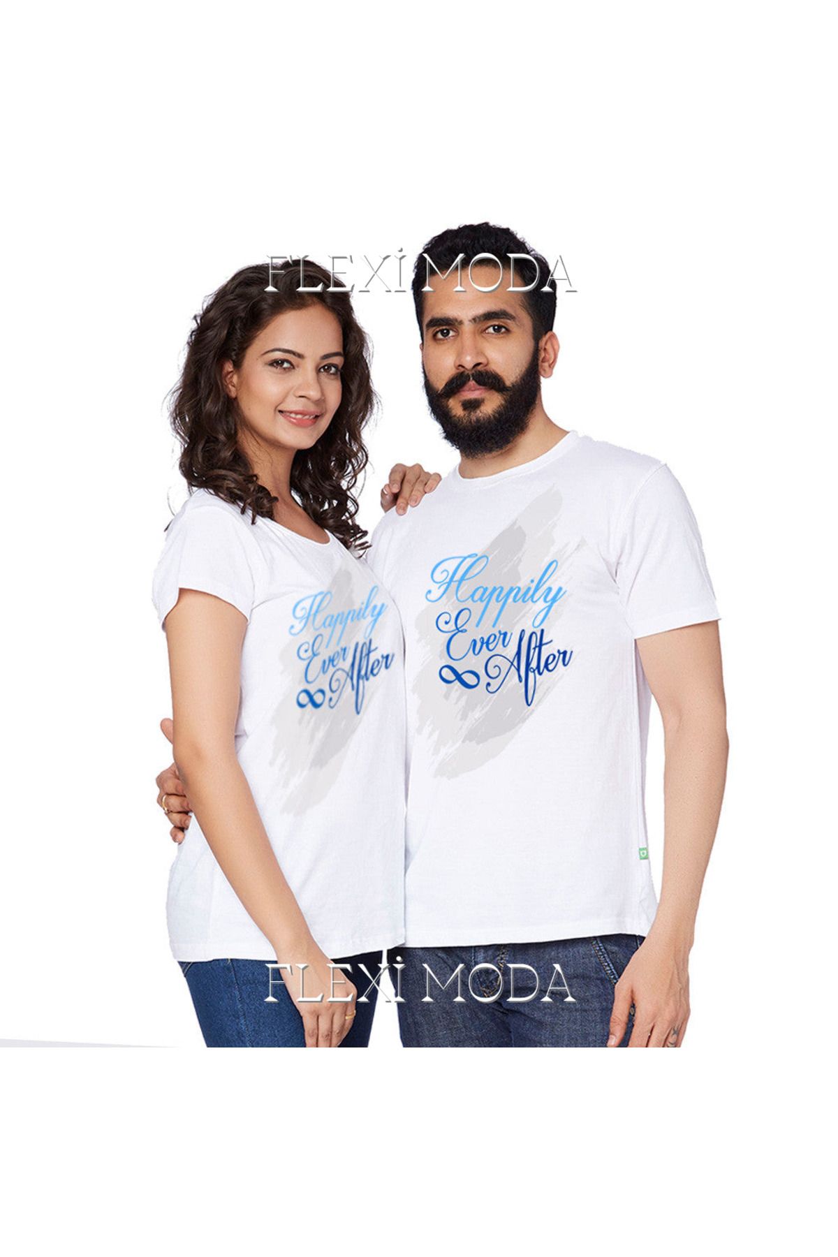 Hunors Sportswear & Company Happily Ever After Temalı Sevgili Çift Kombini Oversize 2'li Tişört