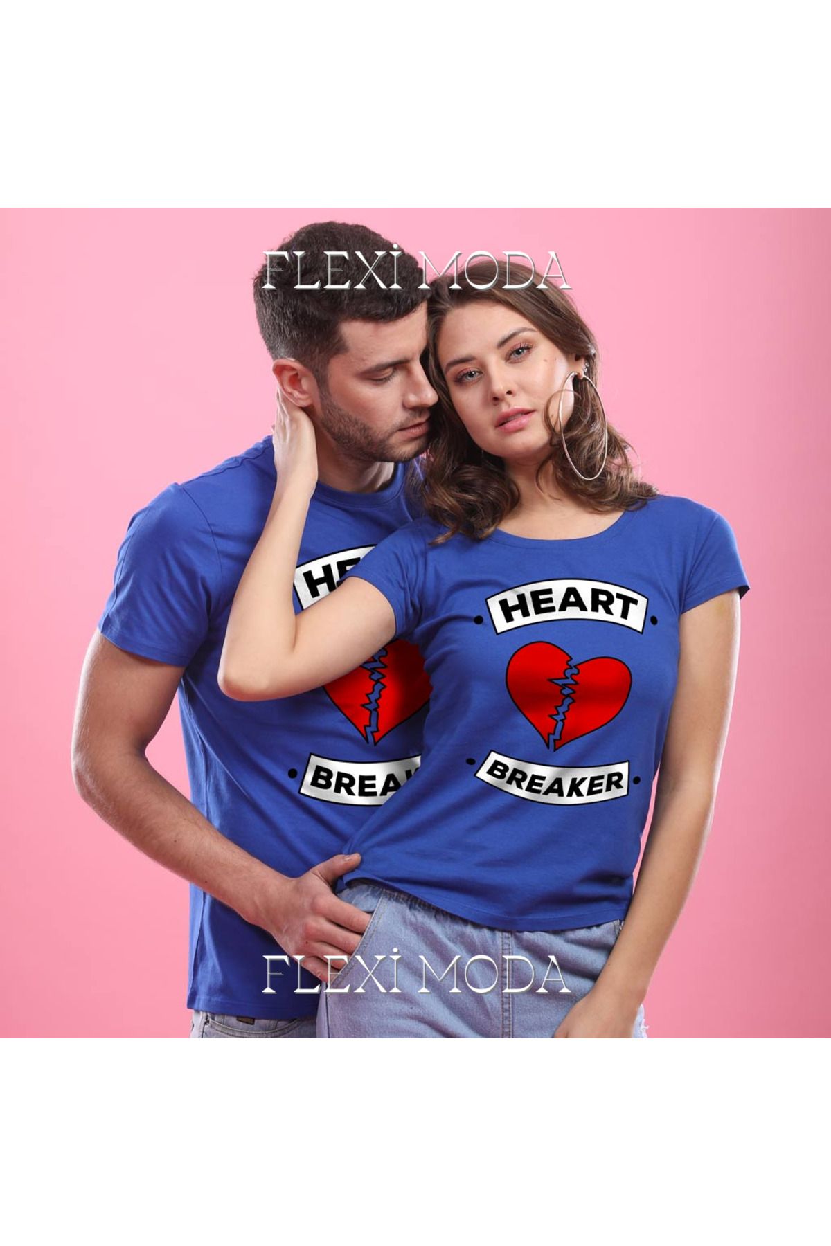Hunors Sportswear & Company I'm A Heart Breaker, Couples Temalı Sevgili Çift Kombini Oversize 2'li Tişört