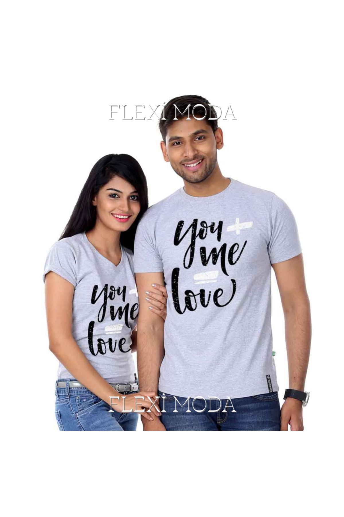 Hunors Sportswear & Company You Plus Me Yazılı Sevgili Çift Kombini Oversize 2'li Tişört