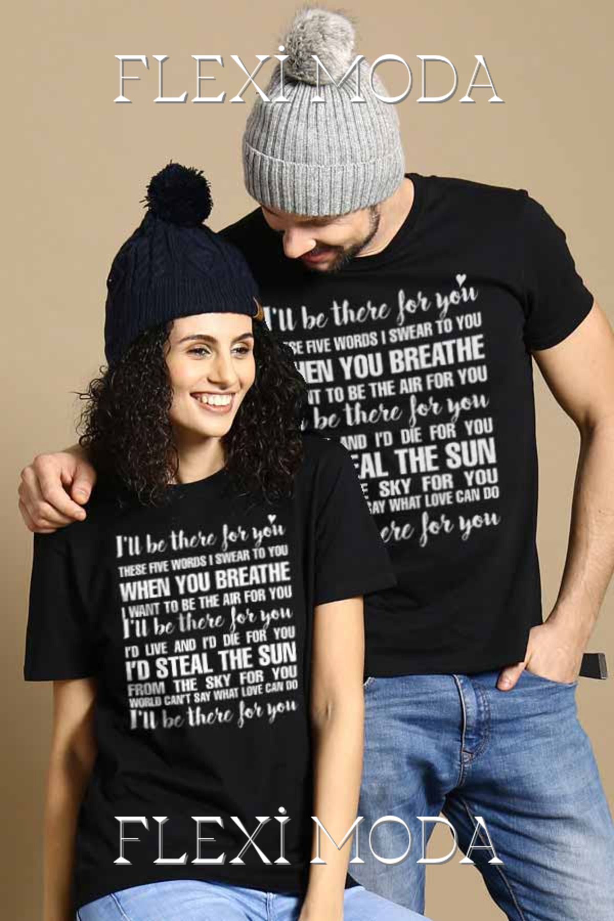 Hunors Sportswear & Company I'll Be There For You Yazılı Sevgili Çift Kombini Oversize 2'li Tişört